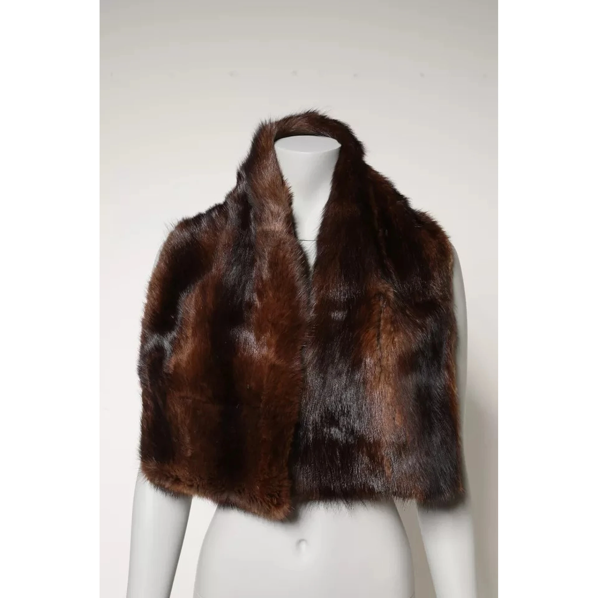 Black Brown Stripe Fur Shawl Wrap Scarf