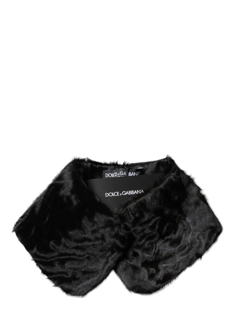 Black Lamb Fur Collar Women Neck Wrap Scarf