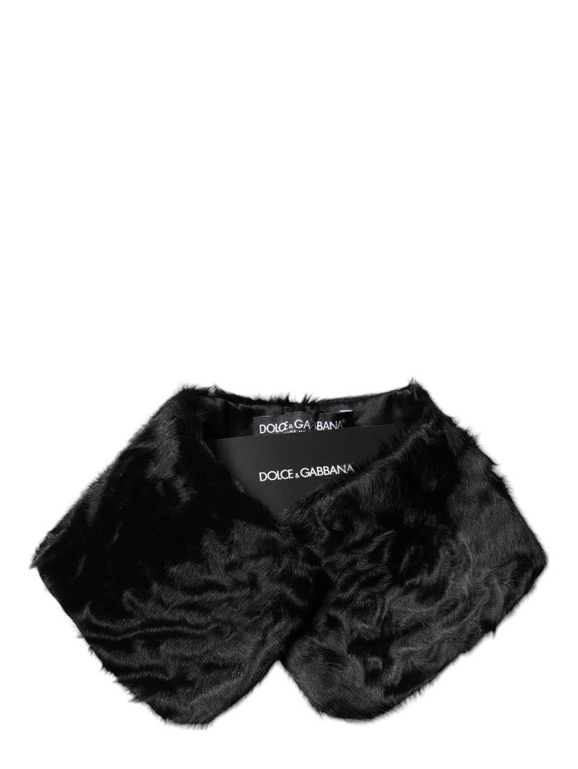 Black Lamb Fur Collar Women Neck Wrap Scarf