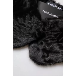Black Lamb Fur Collar Women Neck Wrap Scarf