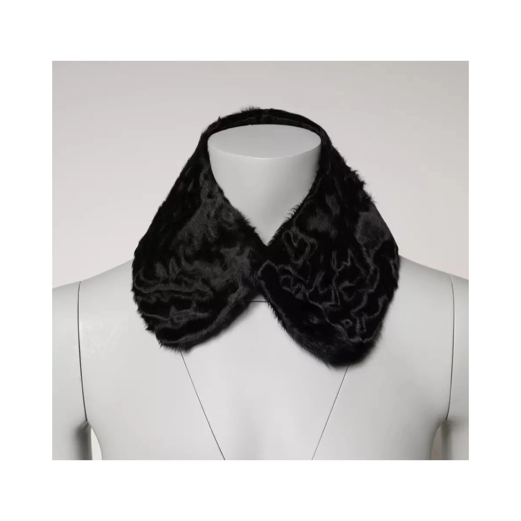 Black Lamb Fur Collar Women Neck Wrap Scarf
