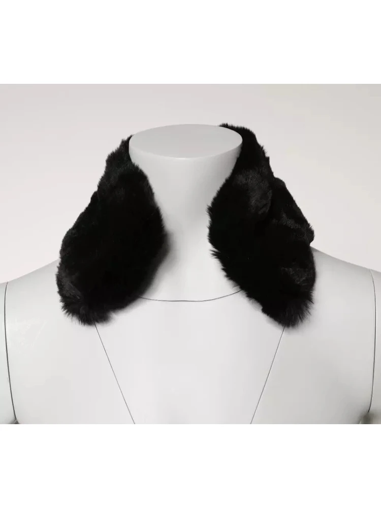 Black Lamb Fur Collar Women Neck Wrap Scarf