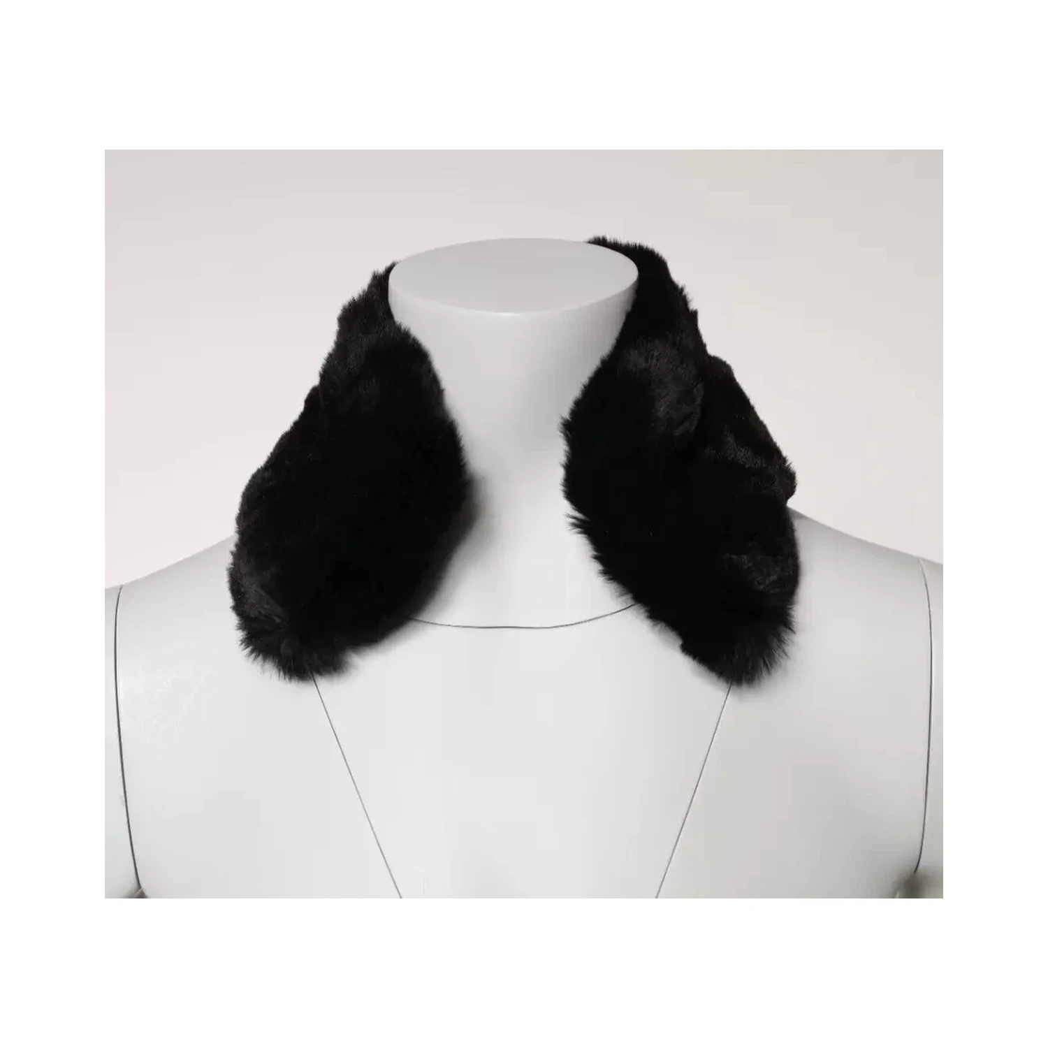 Black Lamb Fur Collar Women Neck Wrap Scarf