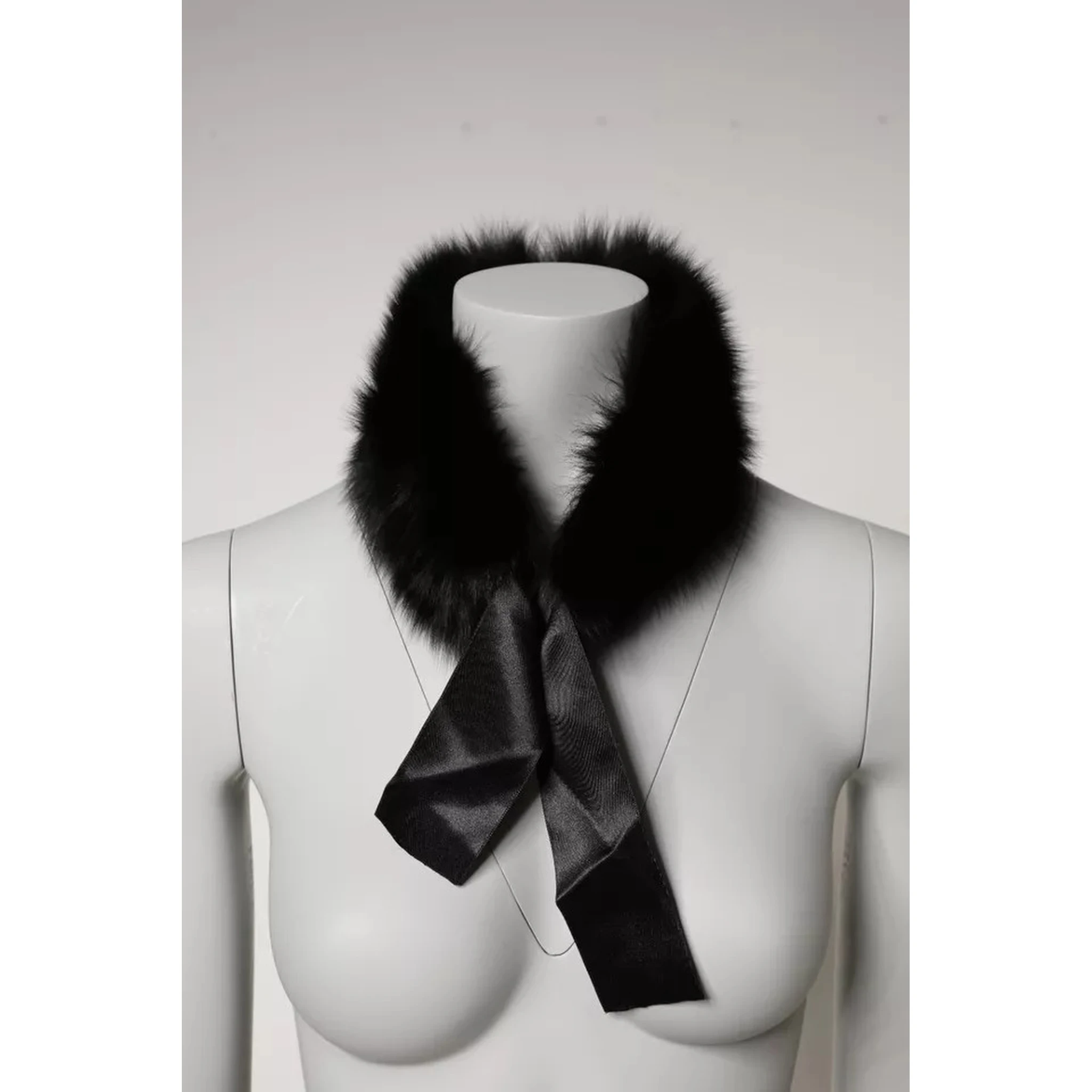 Black Fur Shoulder Collar Wrap Shawl Scarf