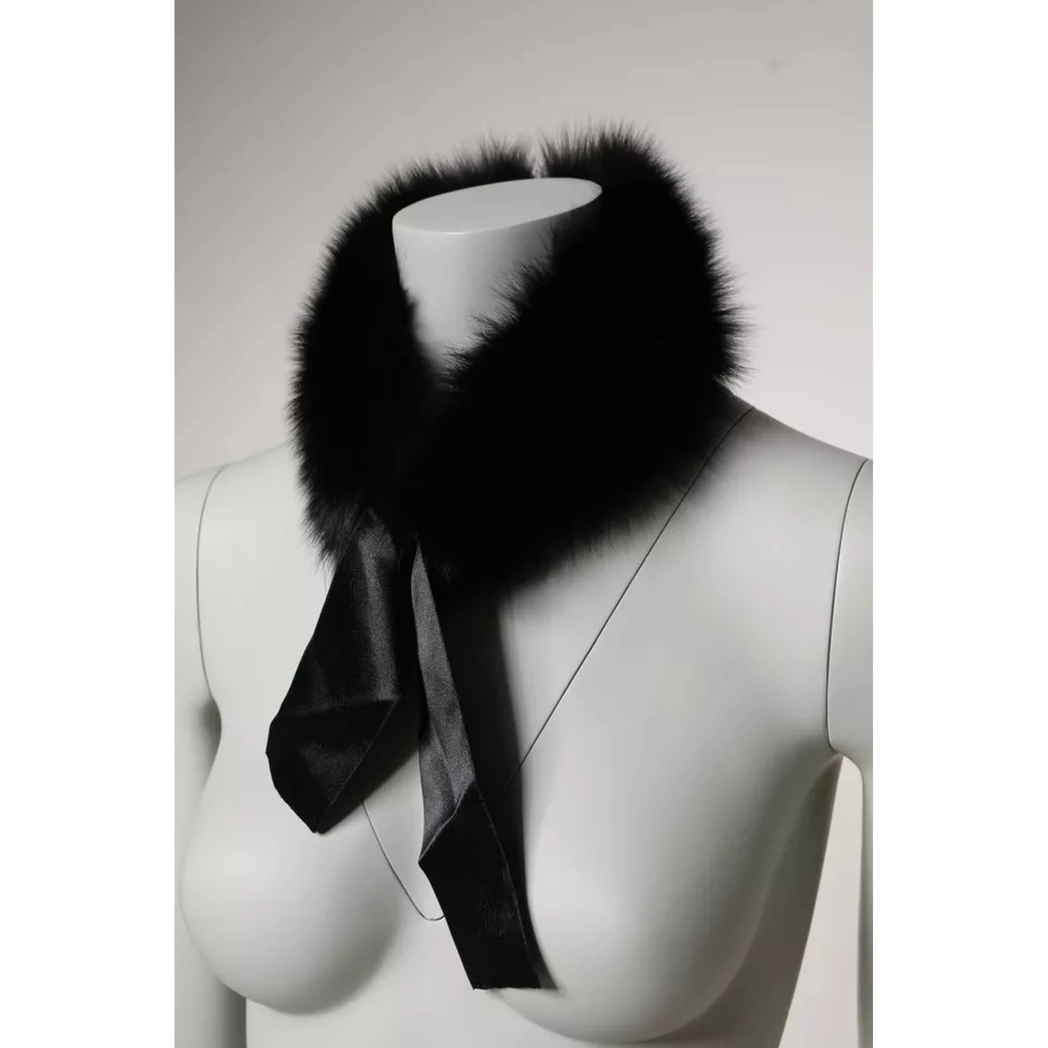 Black Fur Shoulder Collar Wrap Shawl Scarf