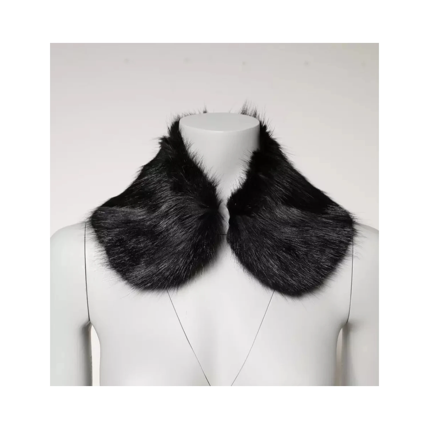 Black Fur Shawl Neck Wrap Cover Collar Scarf