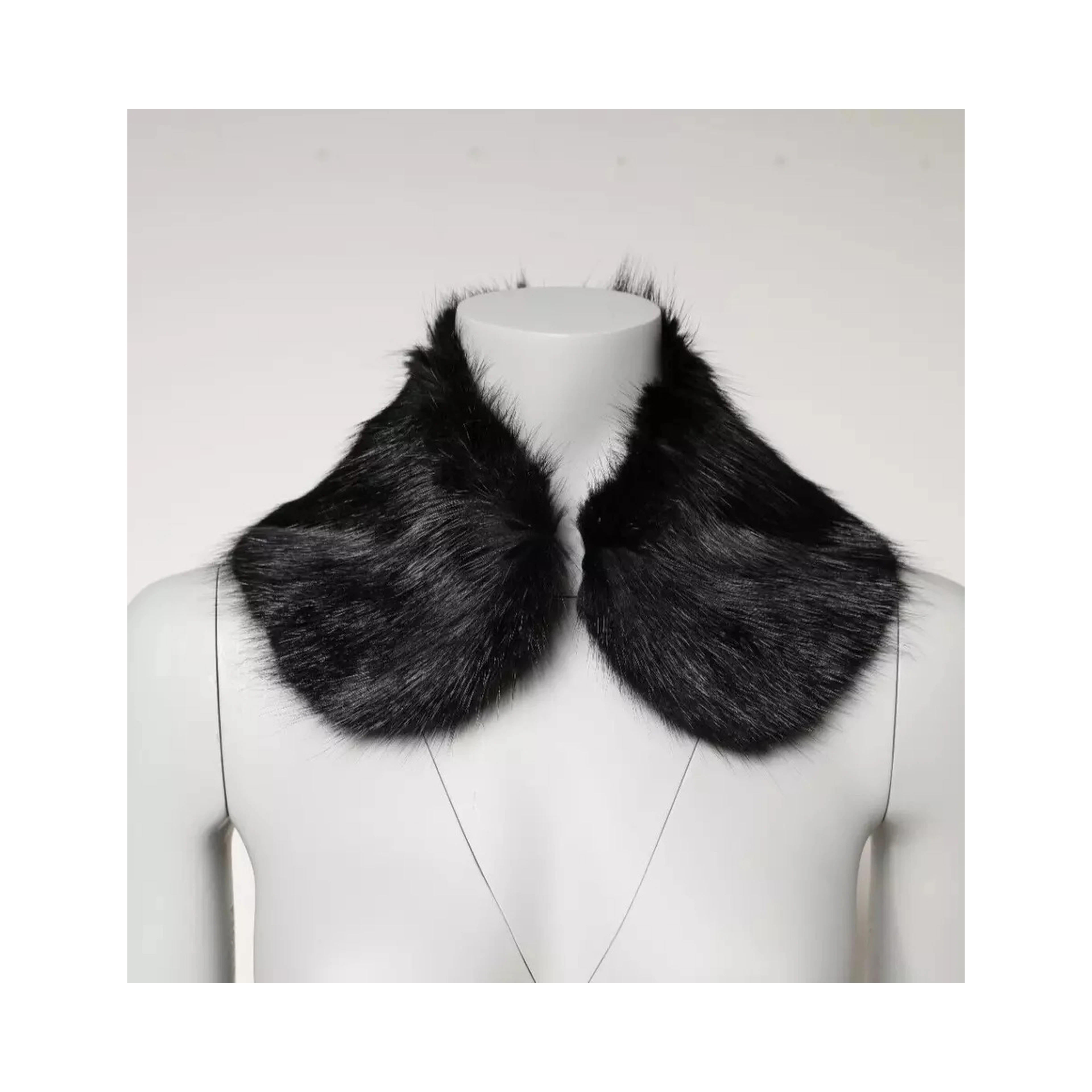 Black Fur Shawl Neck Wrap Cover Collar Scarf