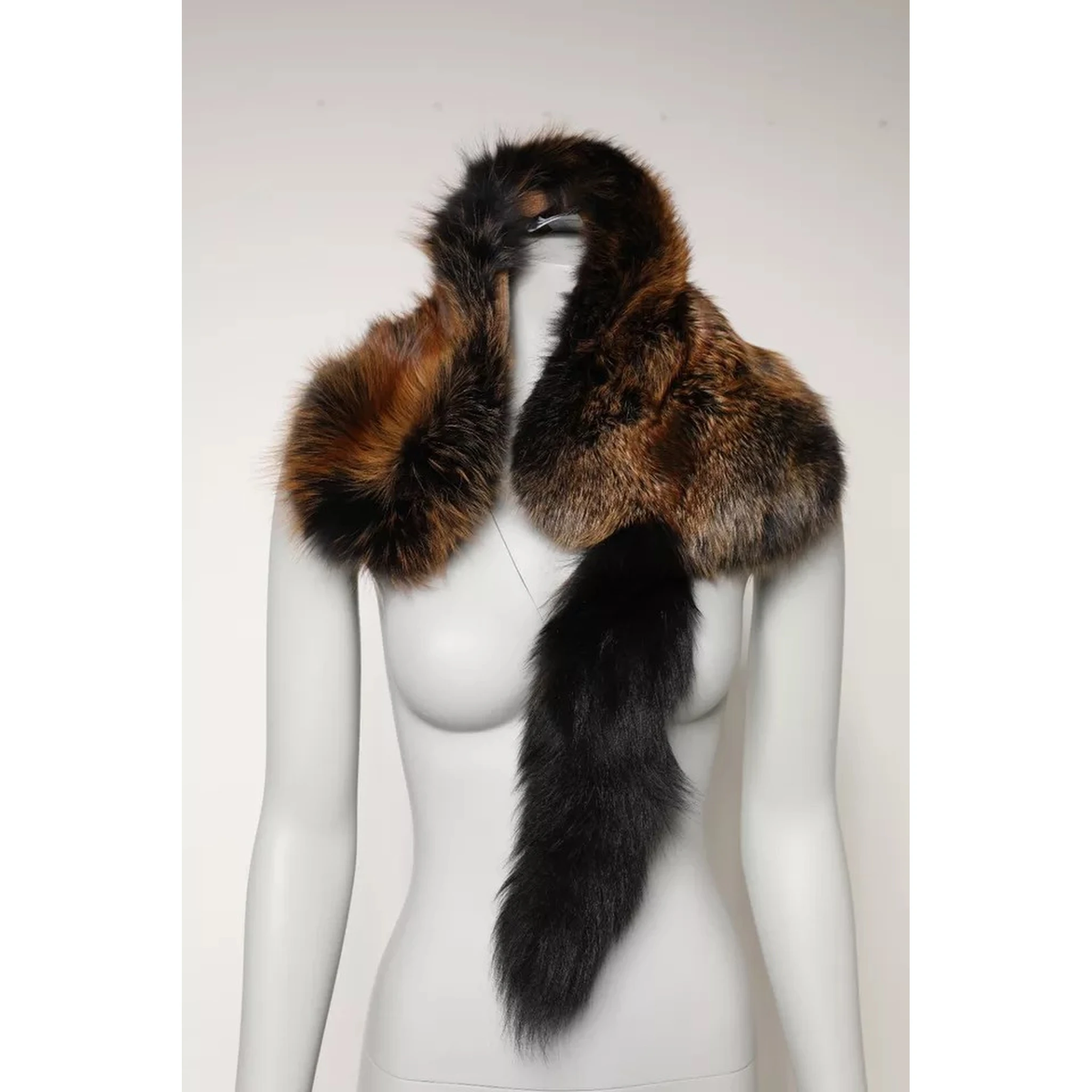 Brown Red Fox Fur Neck Warmer Winter Scarf
