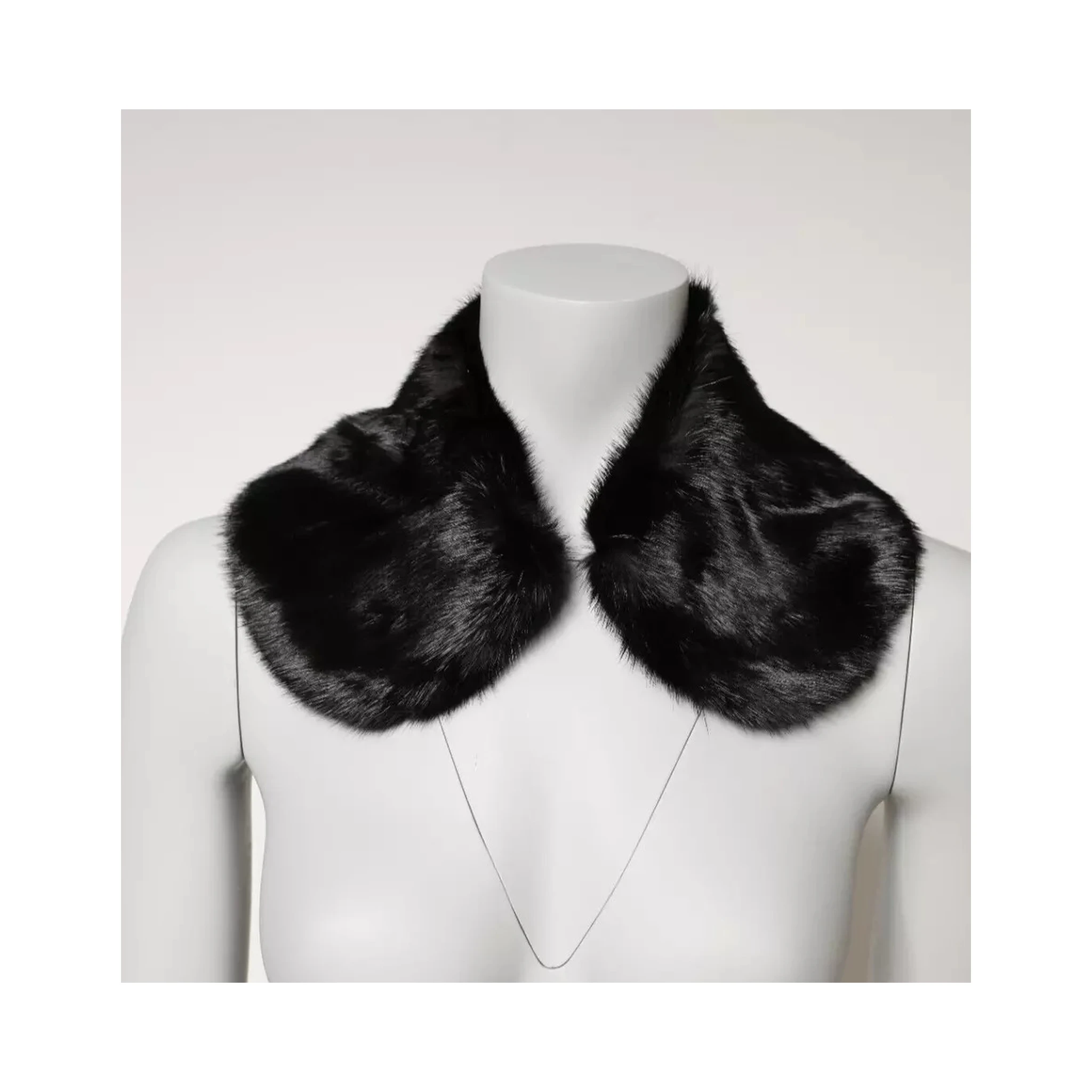 Black Fur Shawl Neck Wrap Cover Collar Scarf