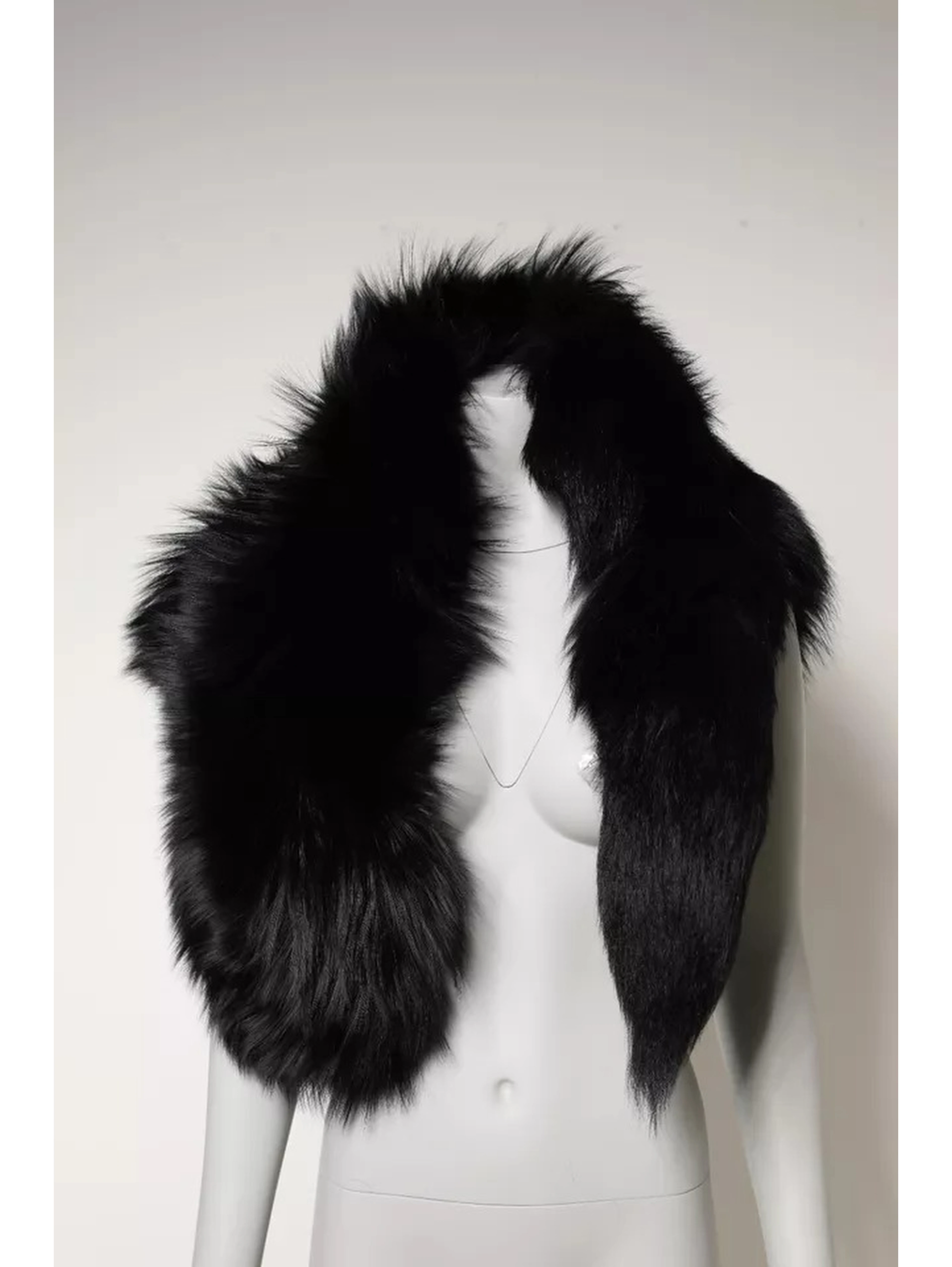 Black Fox Fur Neck Wrap Warmer Winter Scarf