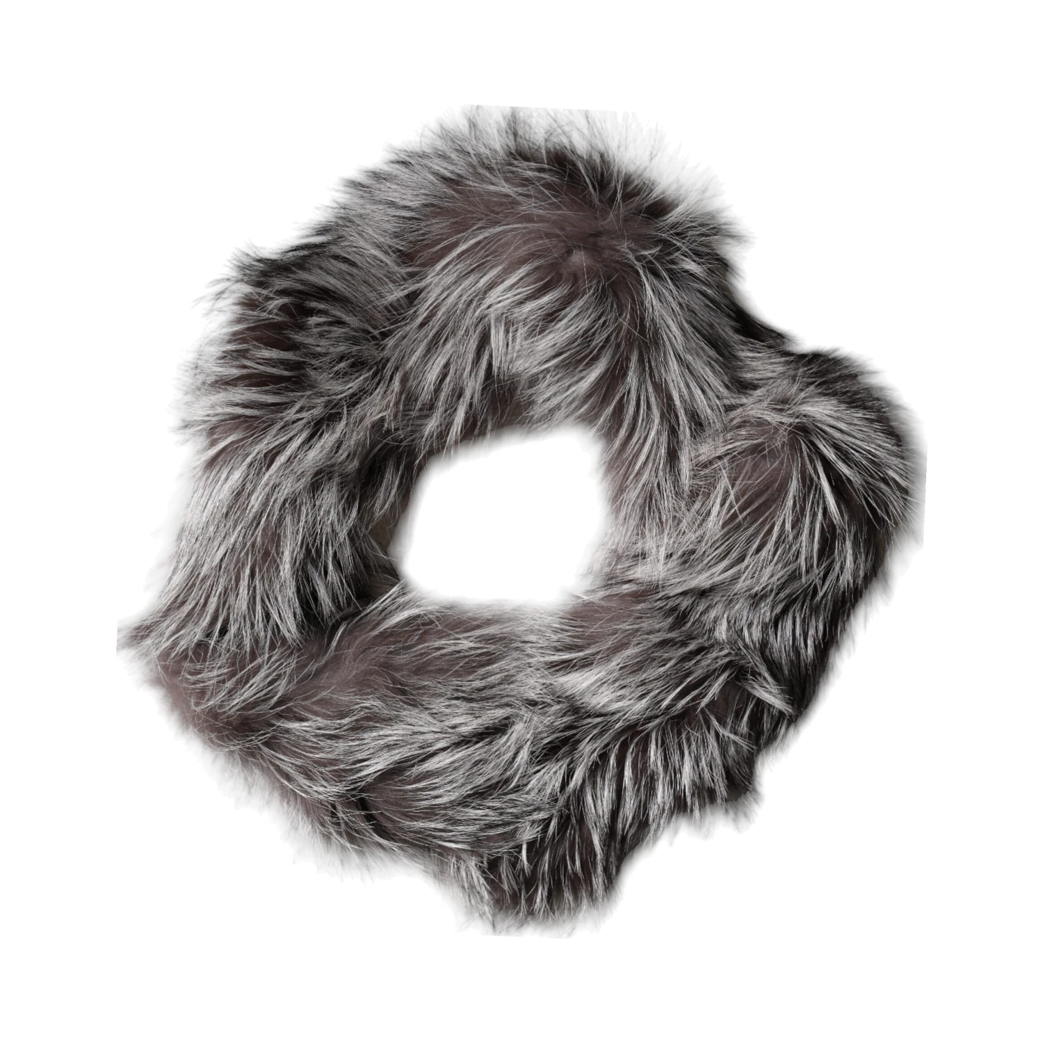 Gray Fox Fur Neck Wrap Warmer Winter Scarf