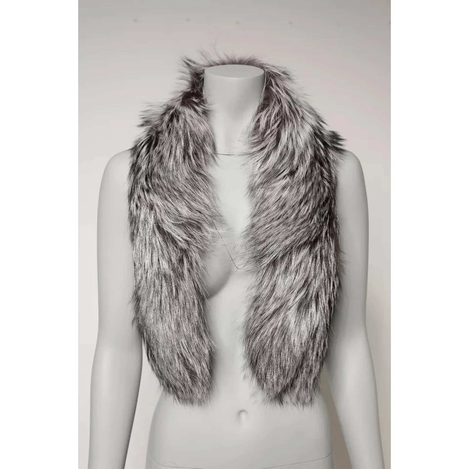 Gray Fox Fur Neck Wrap Warmer Winter Scarf