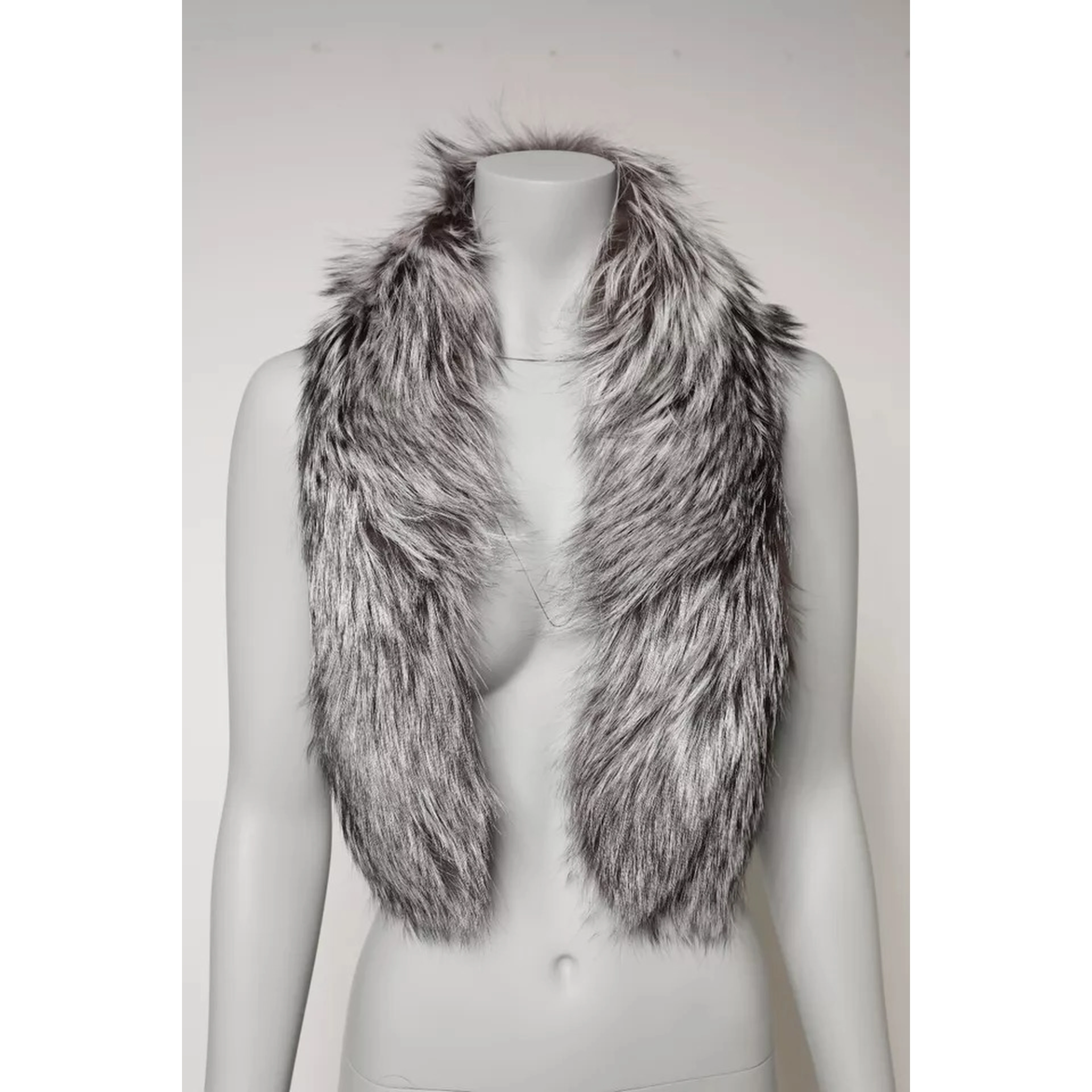 Gray Fox Fur Neck Wrap Warmer Winter Scarf