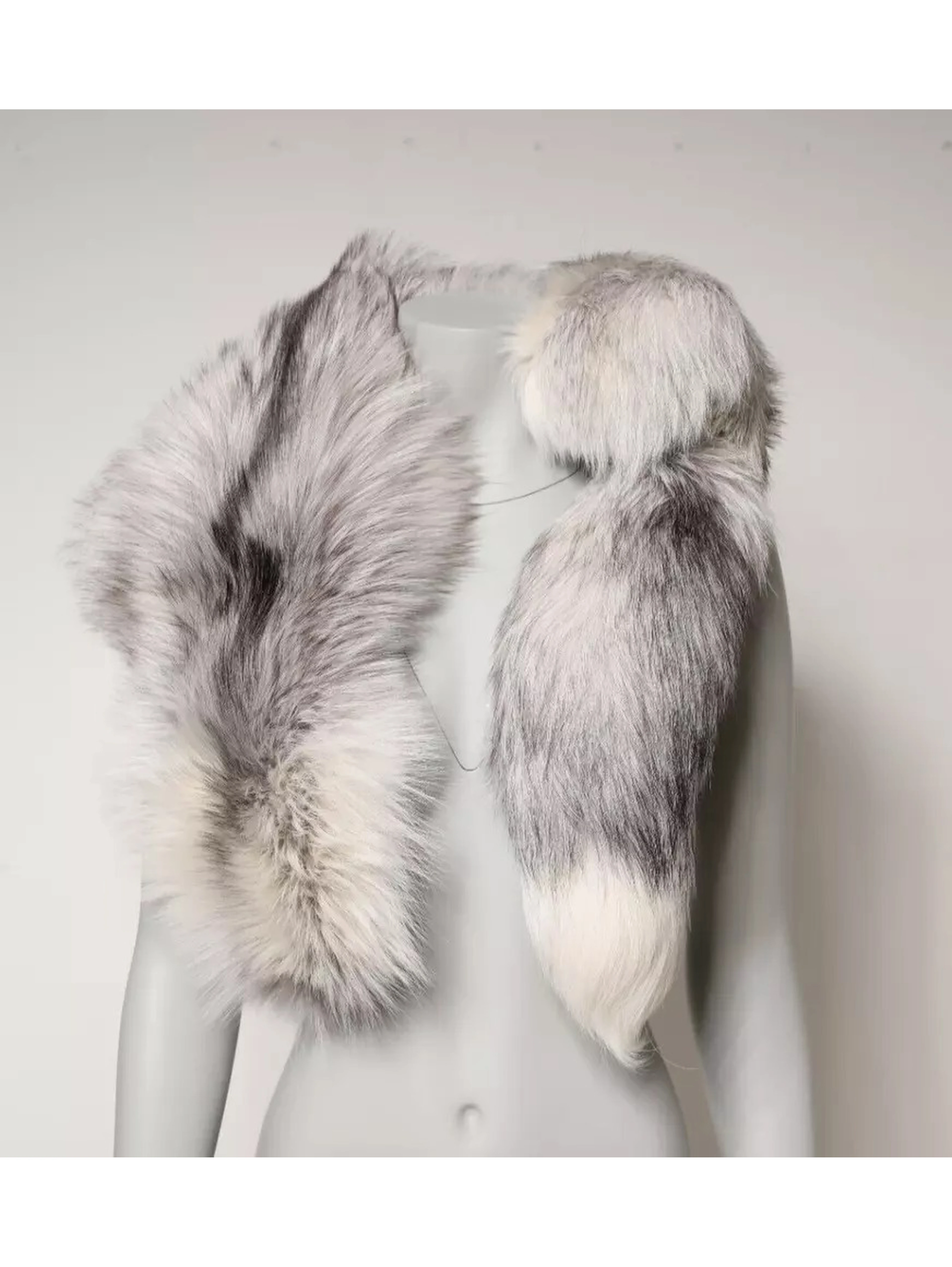 White Fox Fur Neck Wrap Warmer Winter Scarf