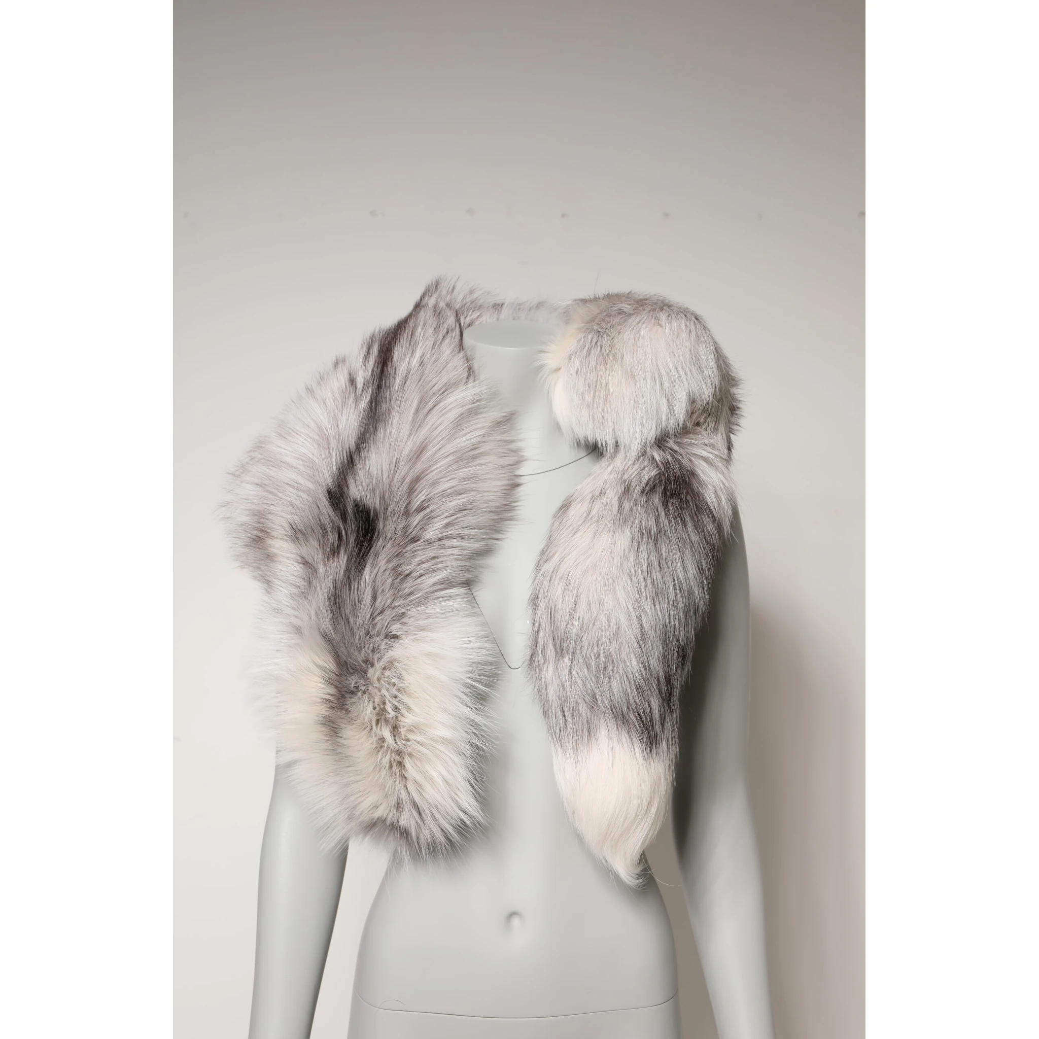 White Fox Fur Neck Wrap Warmer Winter Scarf