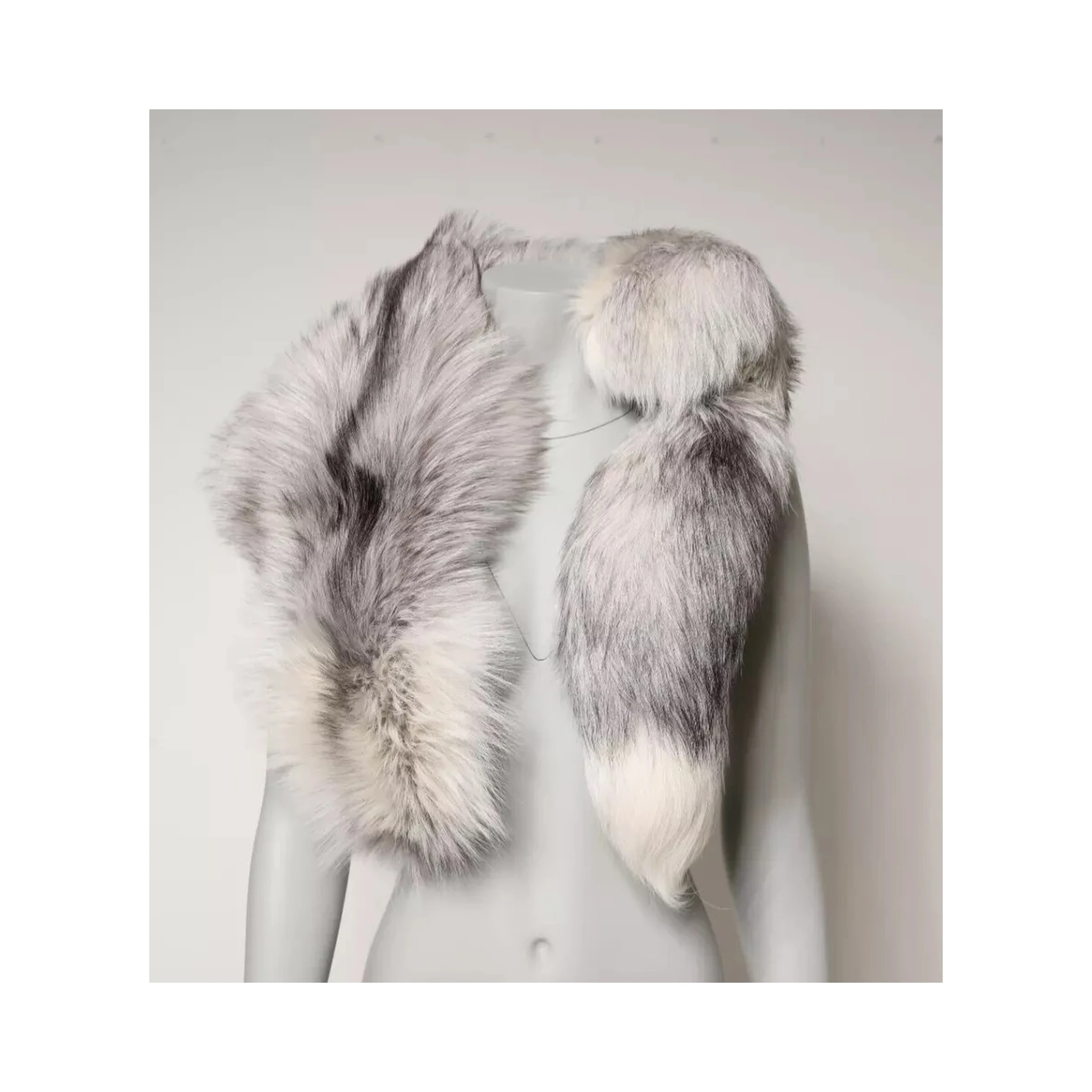 White Fox Fur Neck Wrap Warmer Winter Scarf