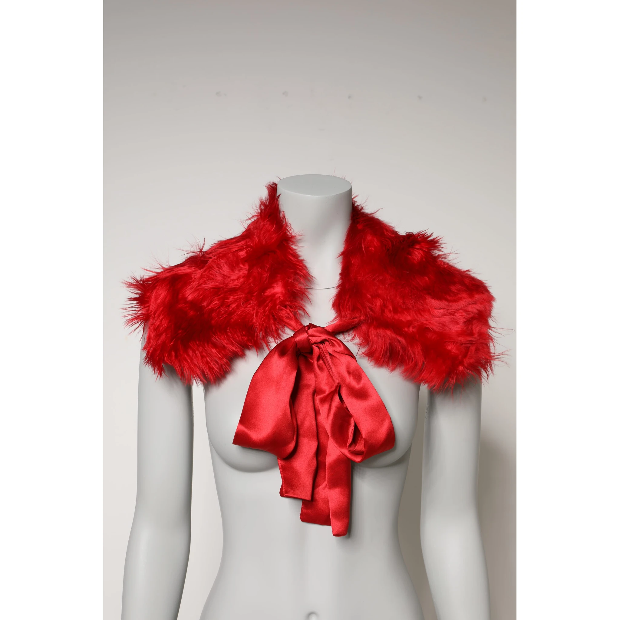 Red Alpaca Fur Women Neck Warmer Winter Scarf