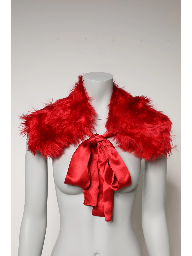 Red Alpaca Fur Women Neck Warmer Winter Scarf alternative