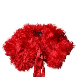 Red Alpaca Fur Women Neck Warmer Winter Scarf