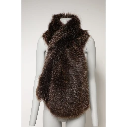 Brown Raccoon Fur Neck Warmer Winter Scarf