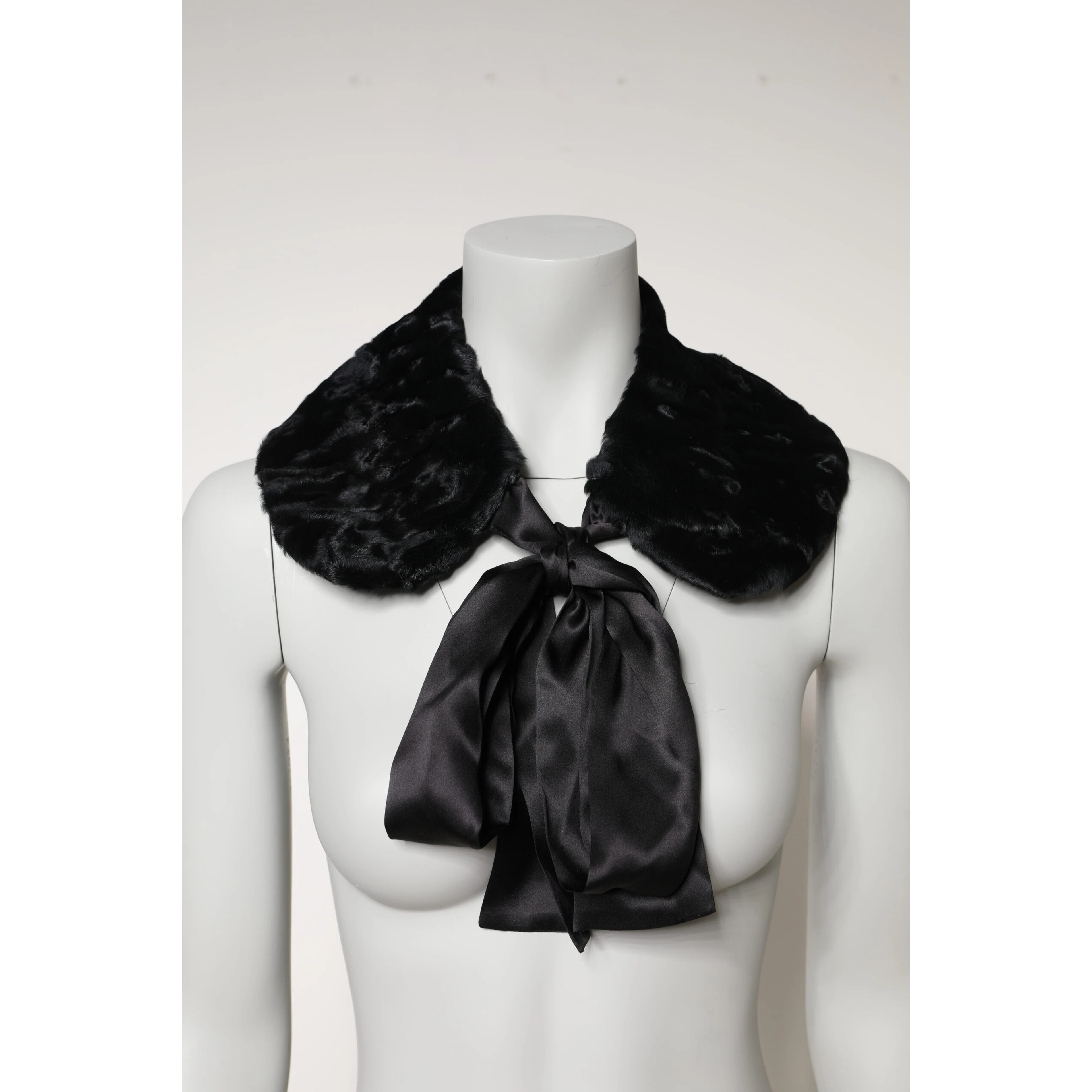 Black Lamb Fur Women Neck Warmer Winter Scarf