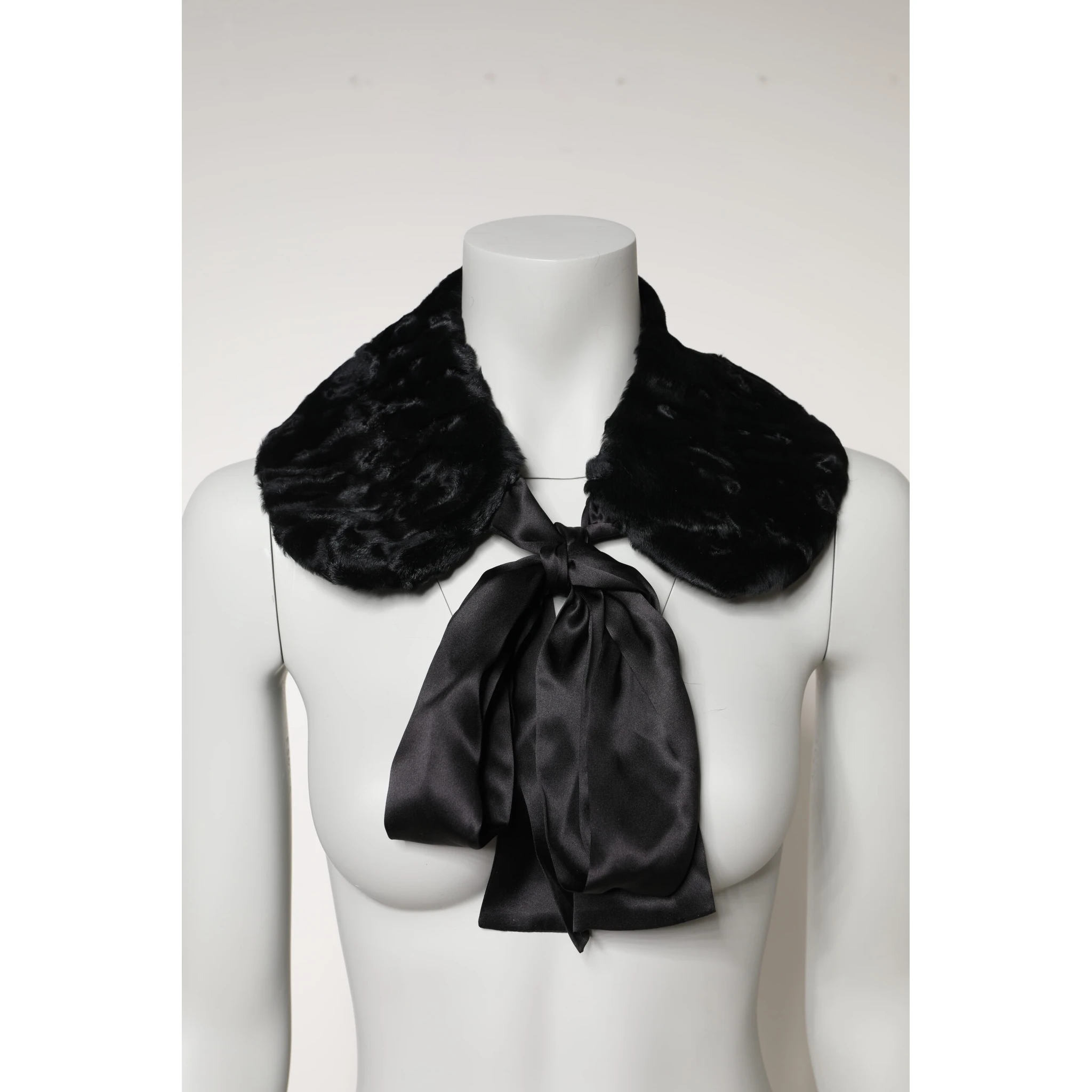 Black Lamb Fur Women Neck Warmer Winter Scarf