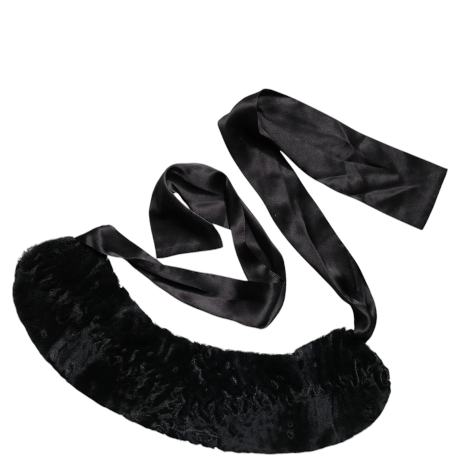 Black Lamb Fur Women Neck Warmer Winter Scarf