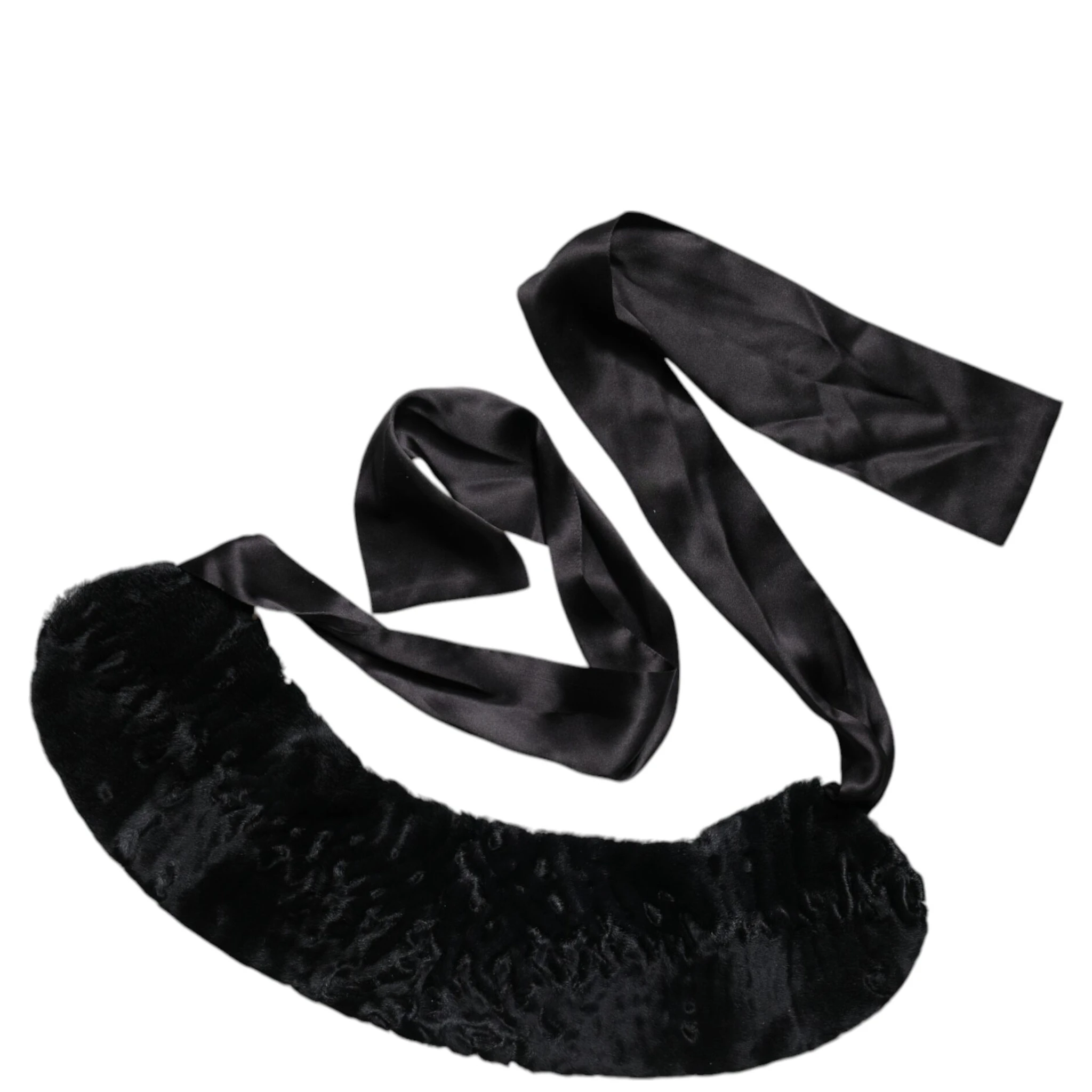 Black Lamb Fur Women Neck Warmer Winter Scarf