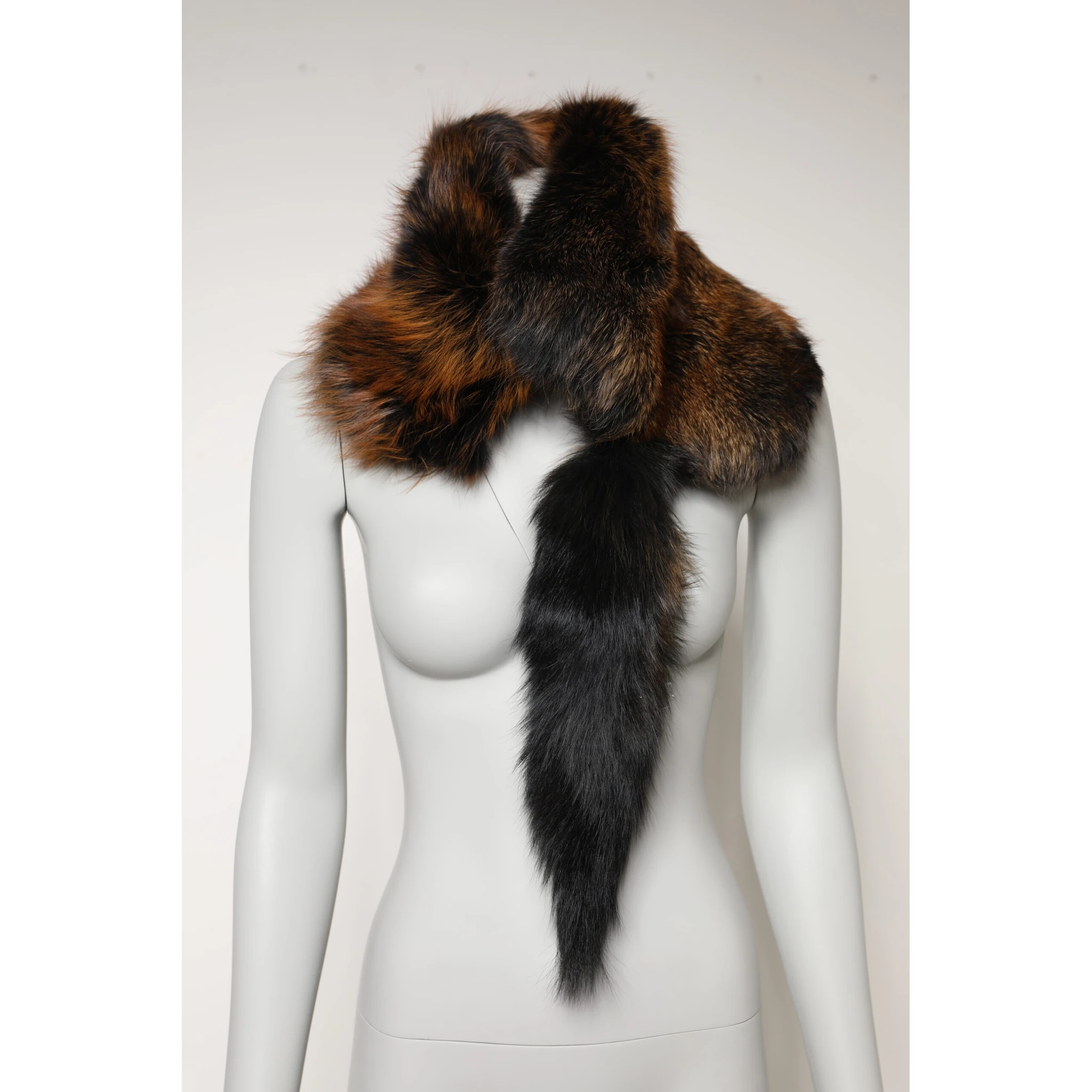 Brown Red Fox Fur Neck Warmer Winter Scarf
