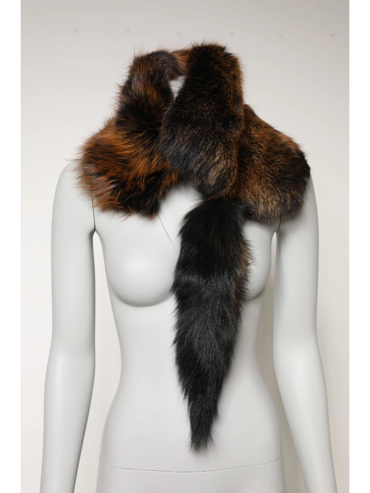 Brown Red Fox Fur Neck Warmer Winter Scarf alternative