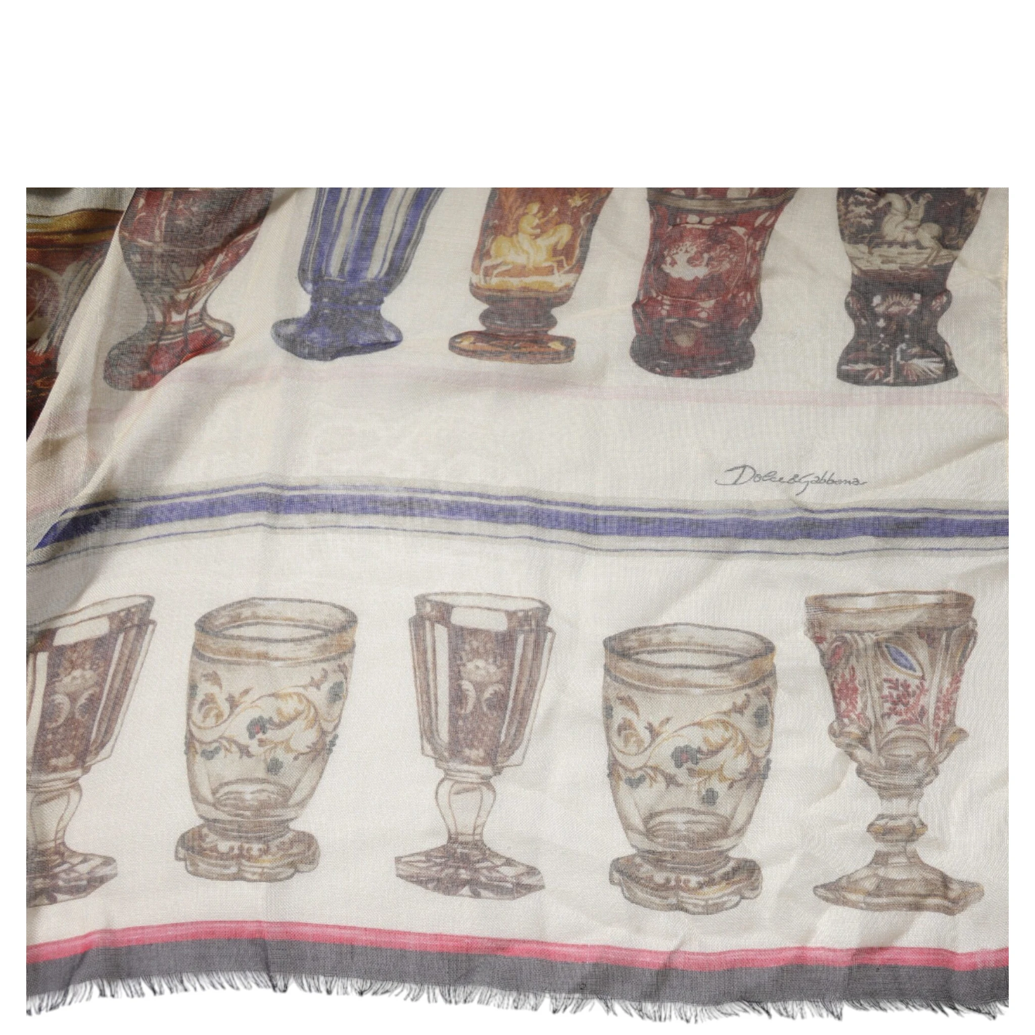 Multicolor Glass Cashmere Foulard Scarf