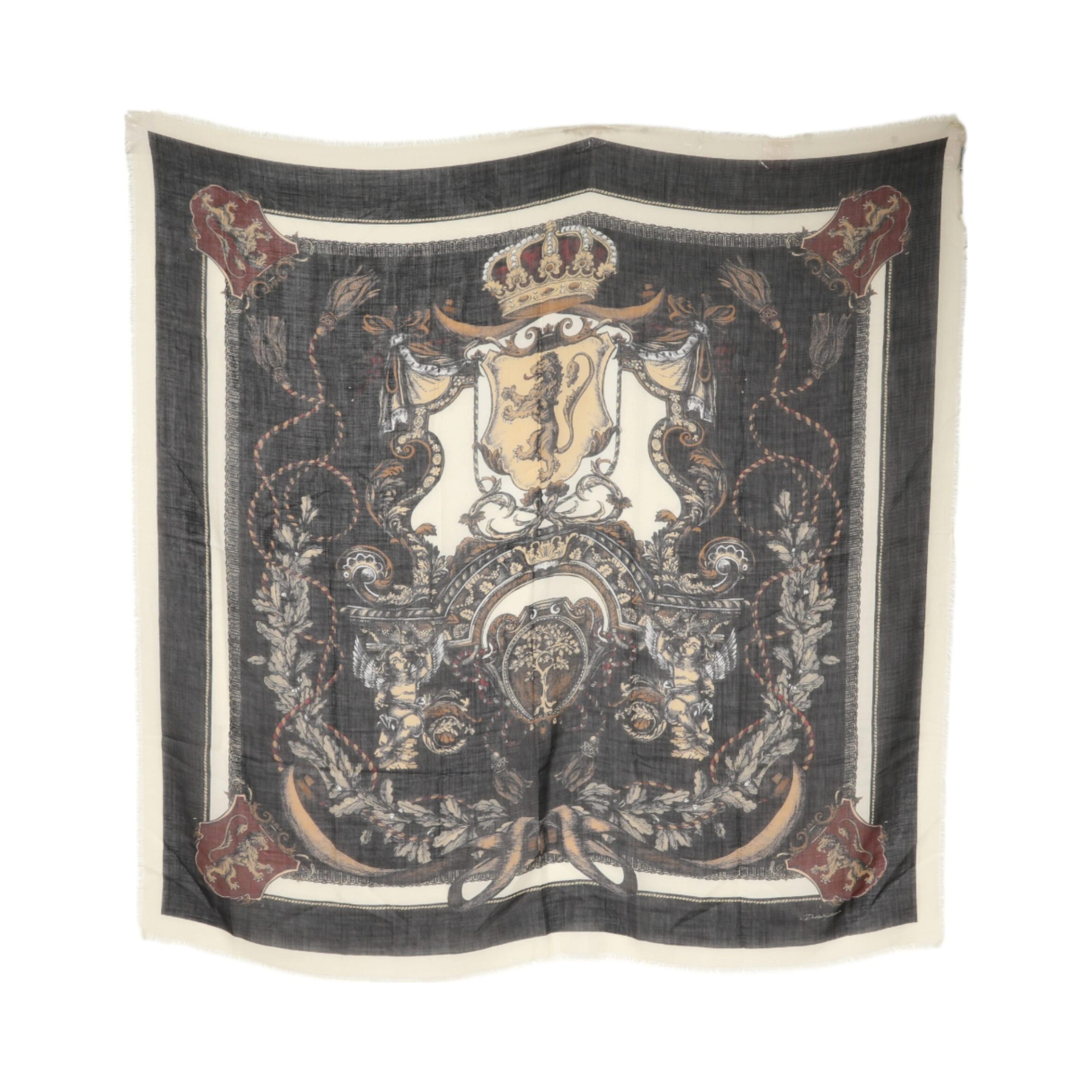 Multicolor Printed Cashmere Foulard Scarf