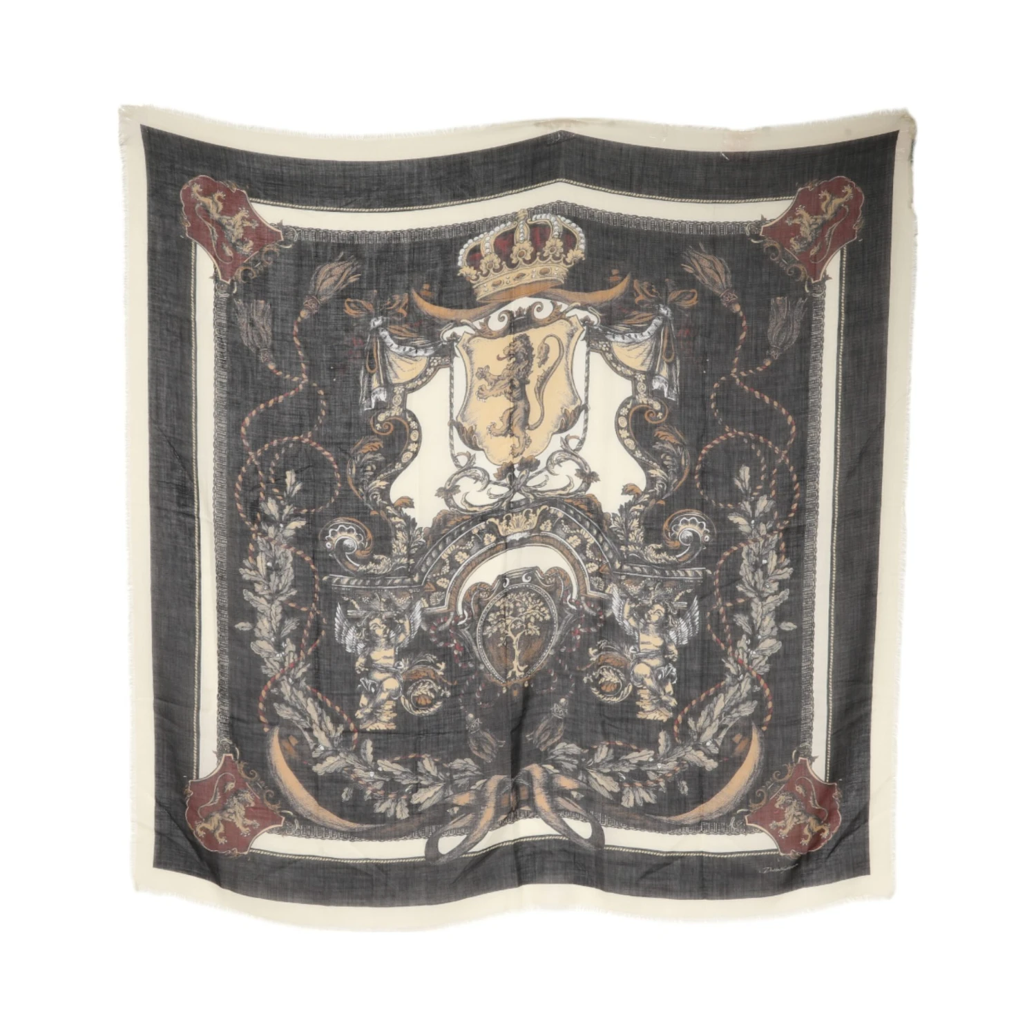 Multicolor Printed Cashmere Foulard Scarf