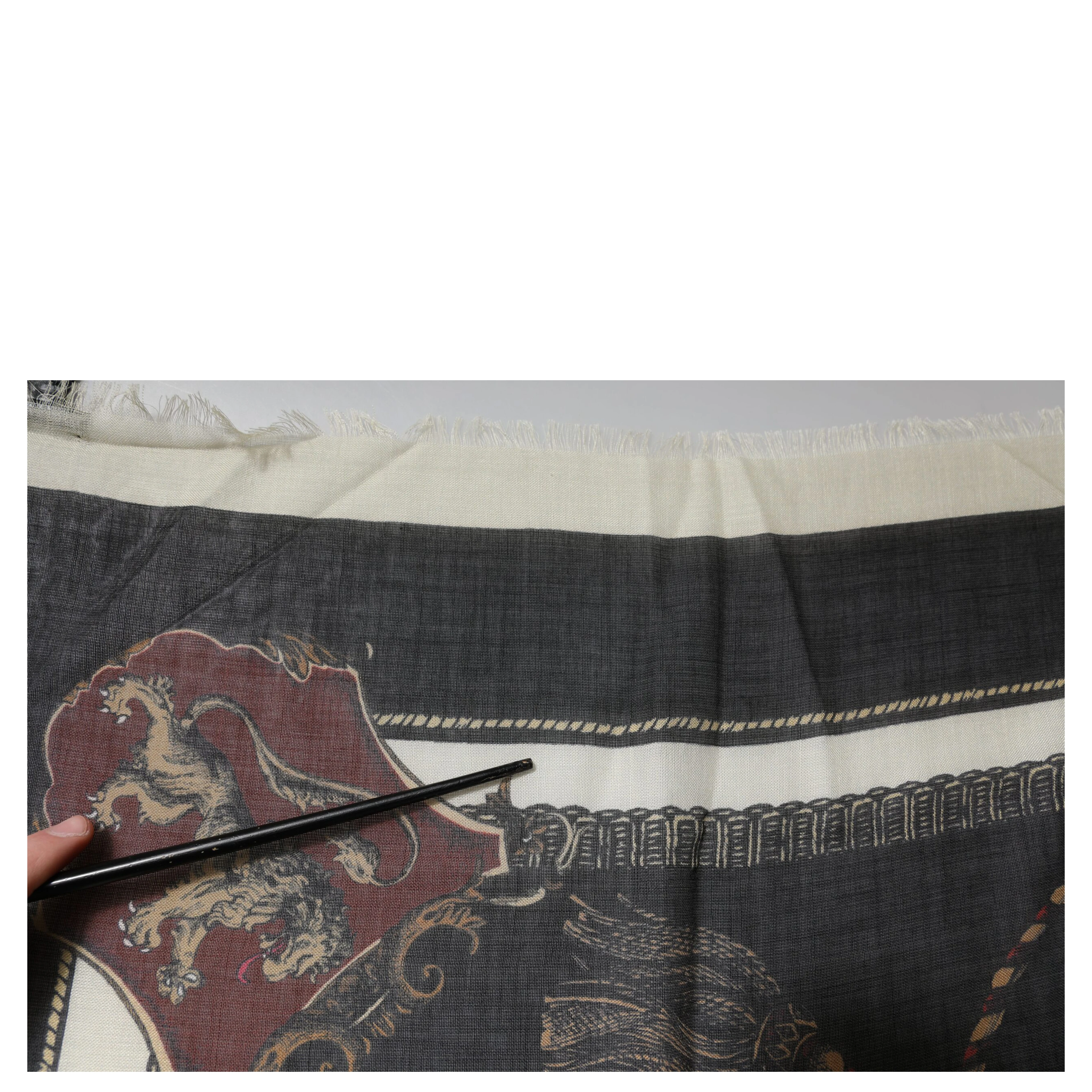 Multicolor Printed Cashmere Foulard Scarf