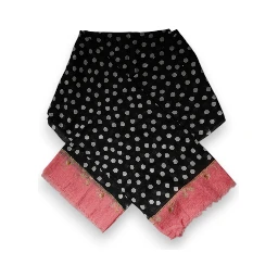 Black White Polka Dots Fringes Wrap Scarf