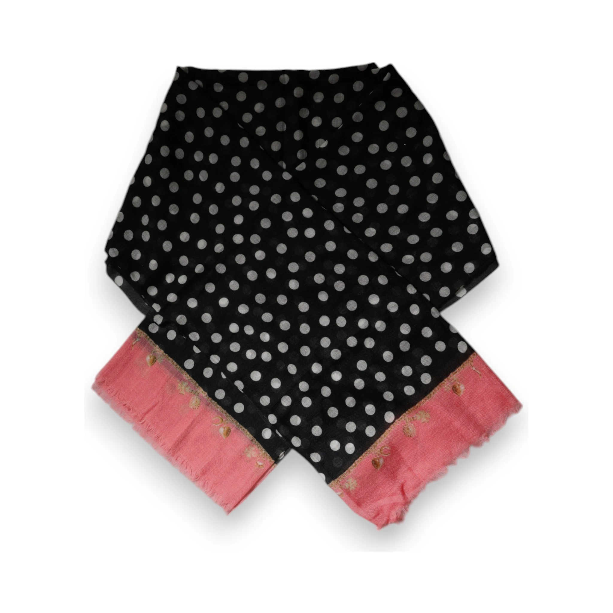 Black White Polka Dots Fringes Wrap Scarf