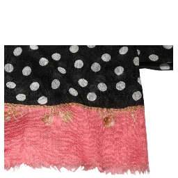 Black White Polka Dots Fringes Wrap Scarf