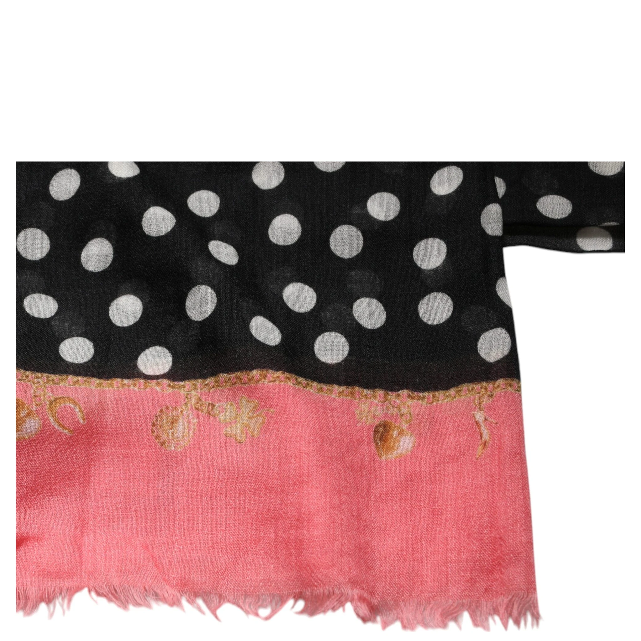 Black White Polka Dots Fringes Wrap Scarf