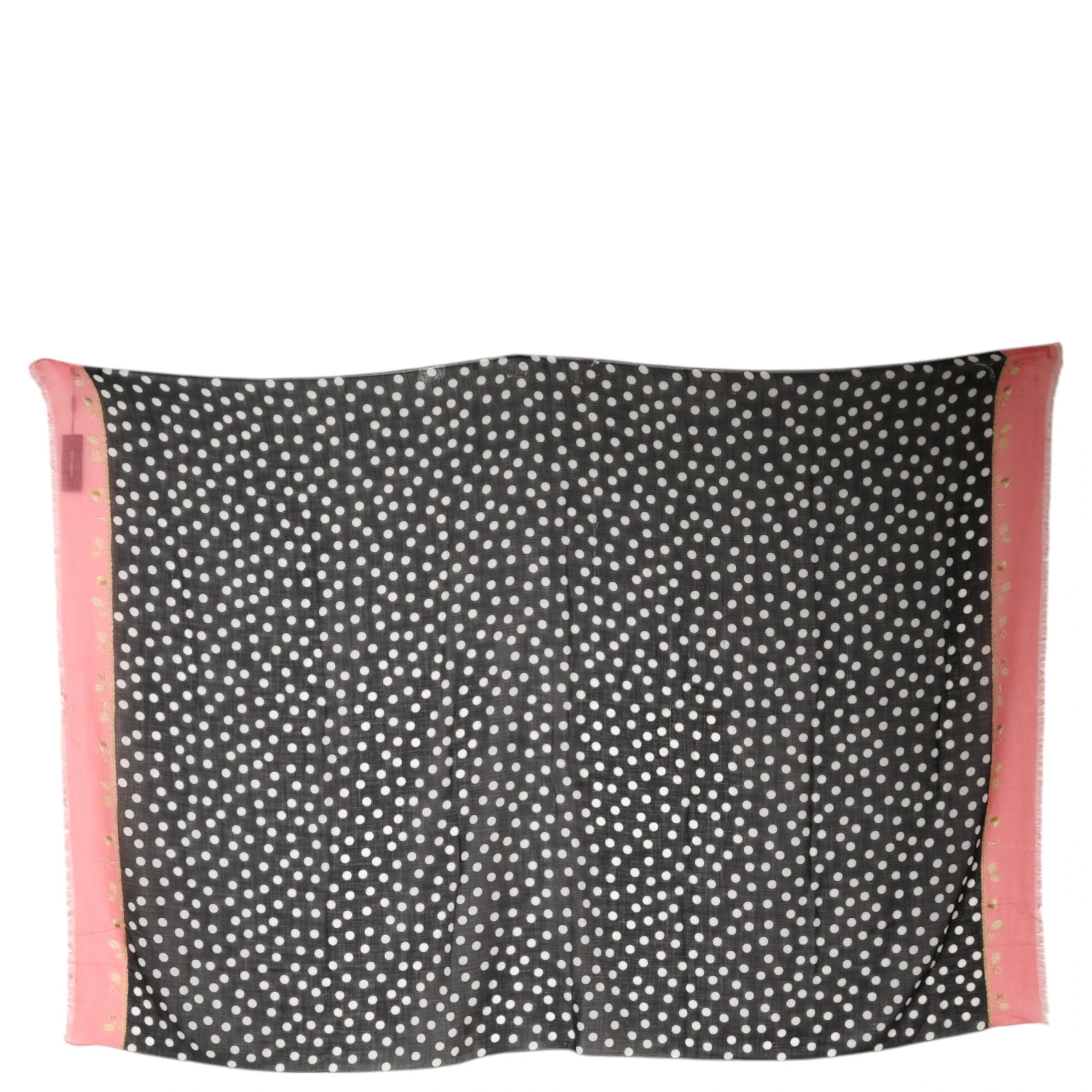 Black White Polka Dots Fringes Wrap Scarf