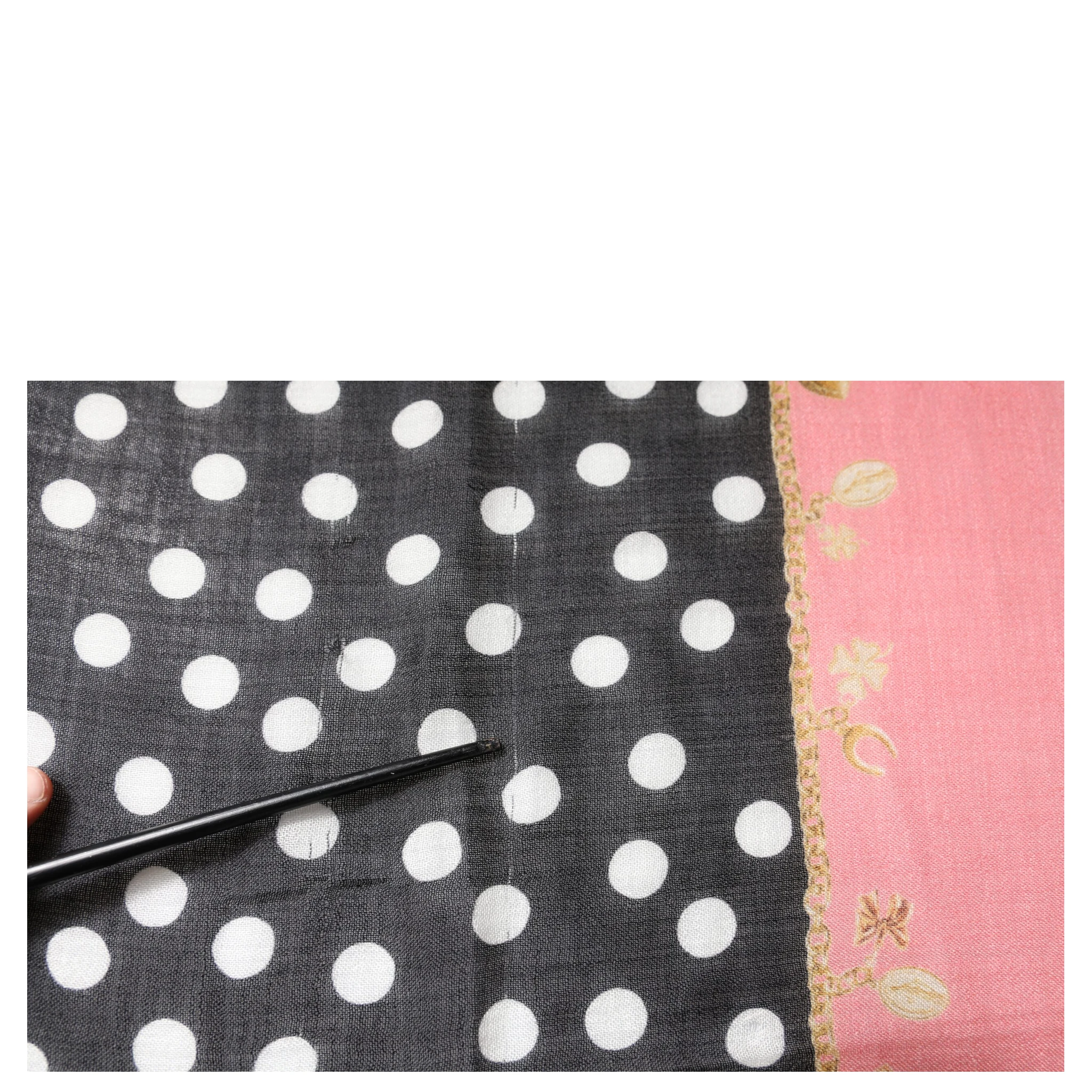 Black White Polka Dots Fringes Wrap Scarf