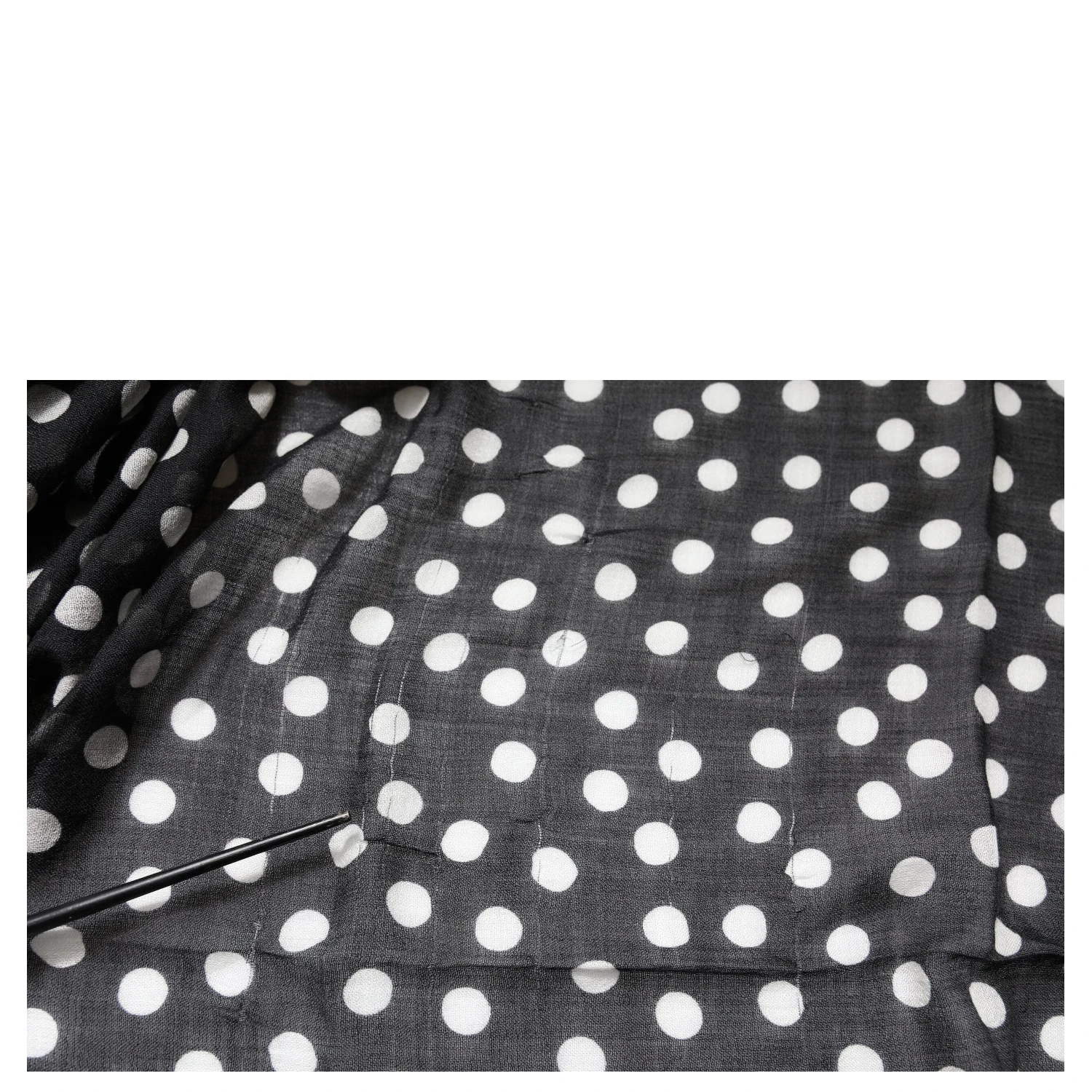 Black White Polka Dots Fringes Wrap Scarf