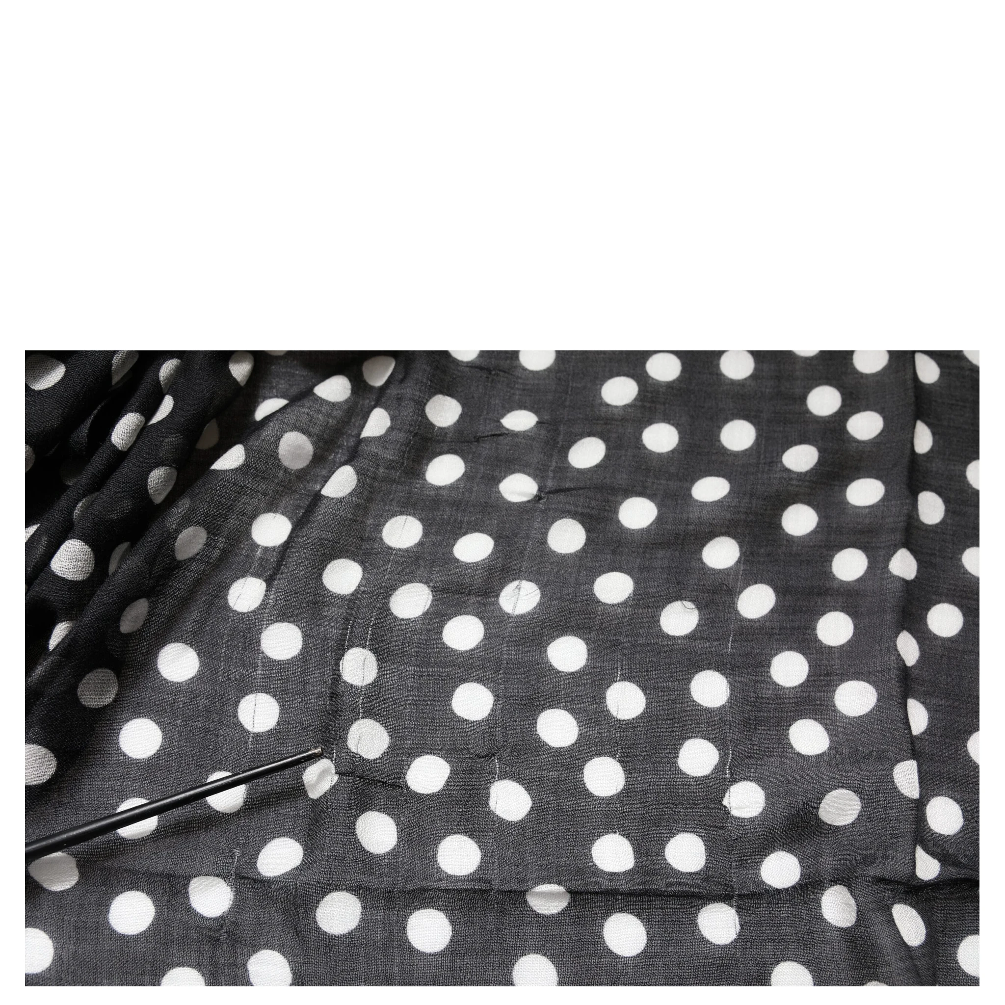 Black White Polka Dots Fringes Wrap Scarf