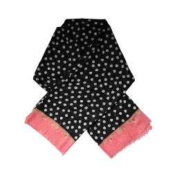 Black White Polka Dots Fringes Wrap Scarf