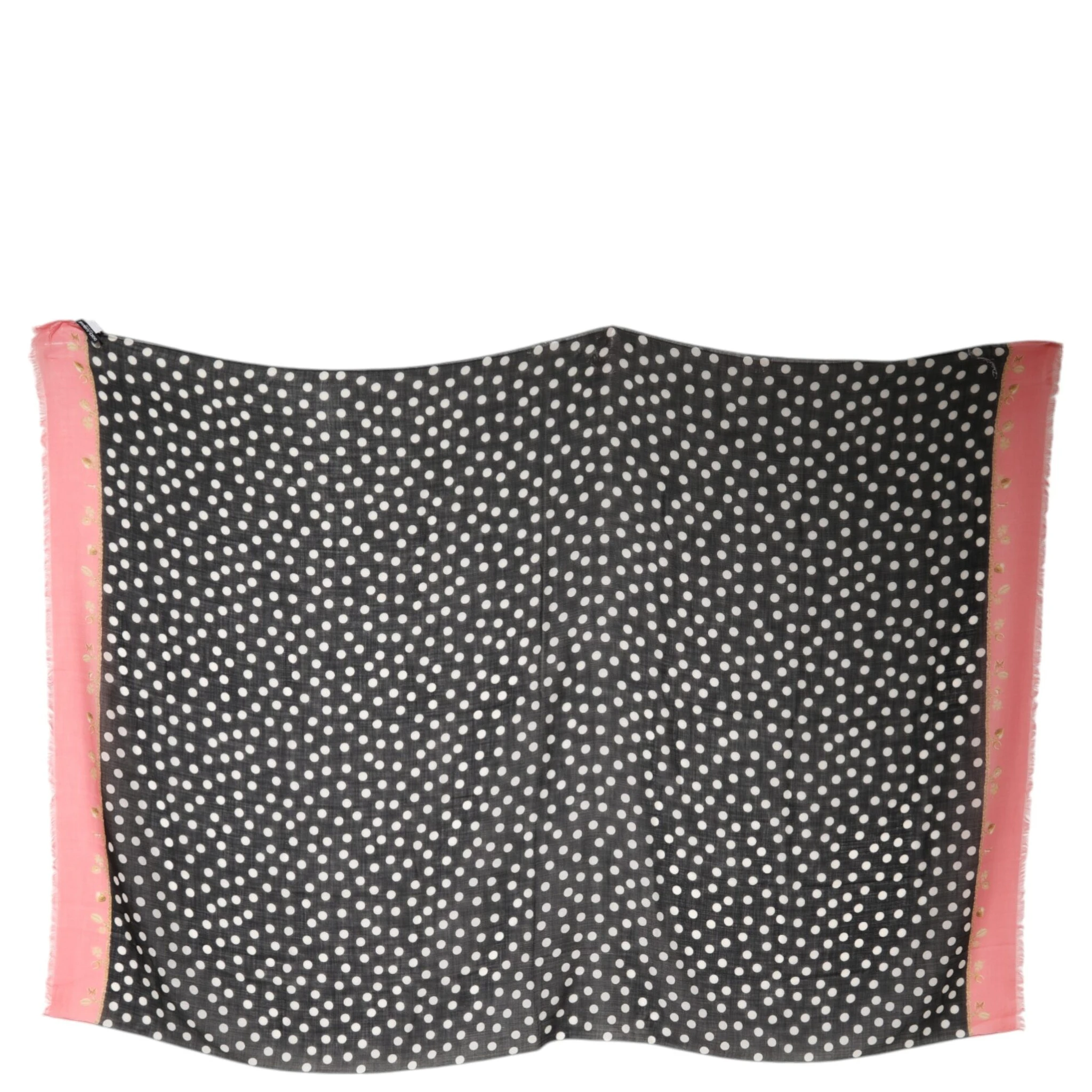 Black White Polka Dots Fringes Wrap Scarf