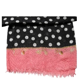 Black White Polka Dots Fringes Wrap Scarf