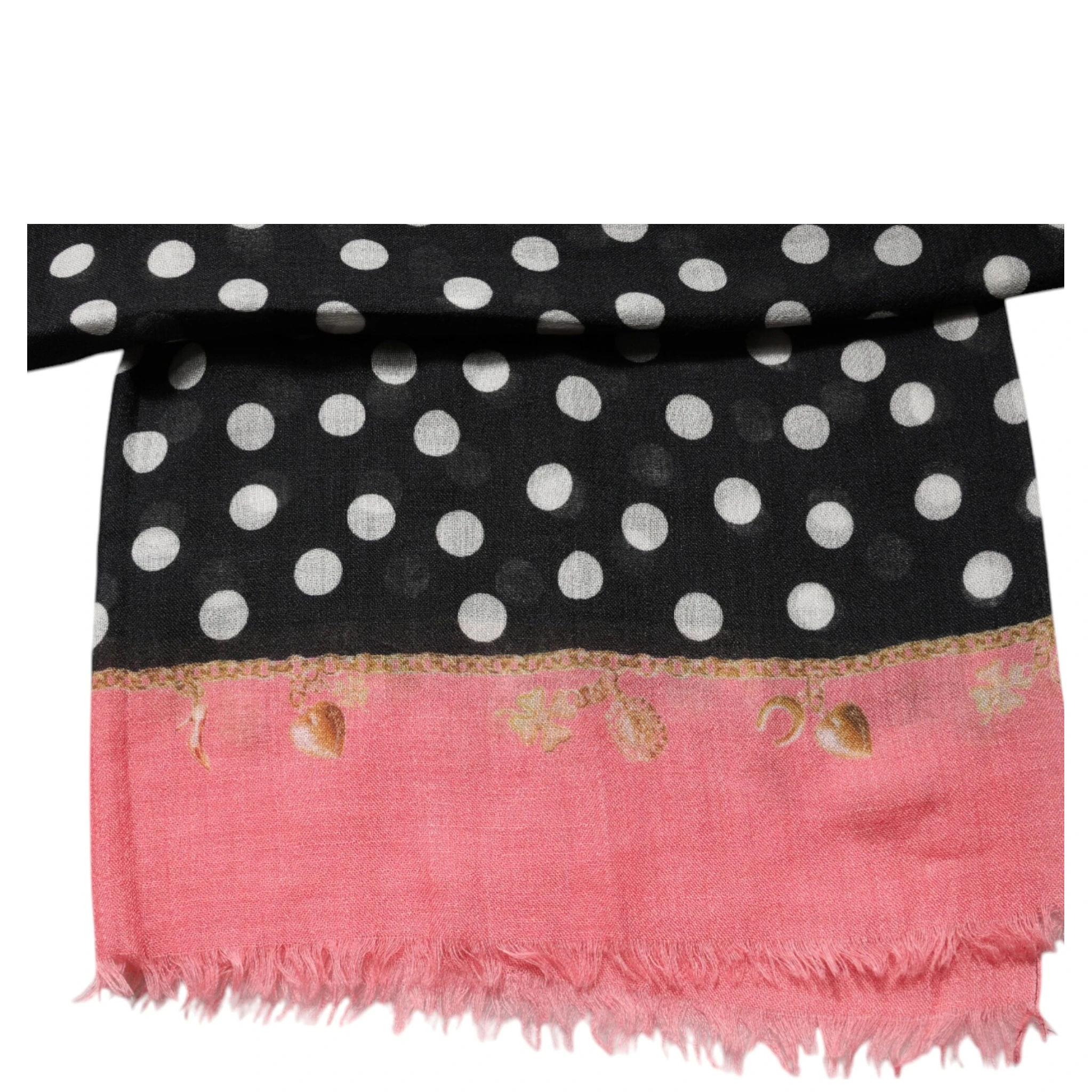 Black White Polka Dots Fringes Wrap Scarf