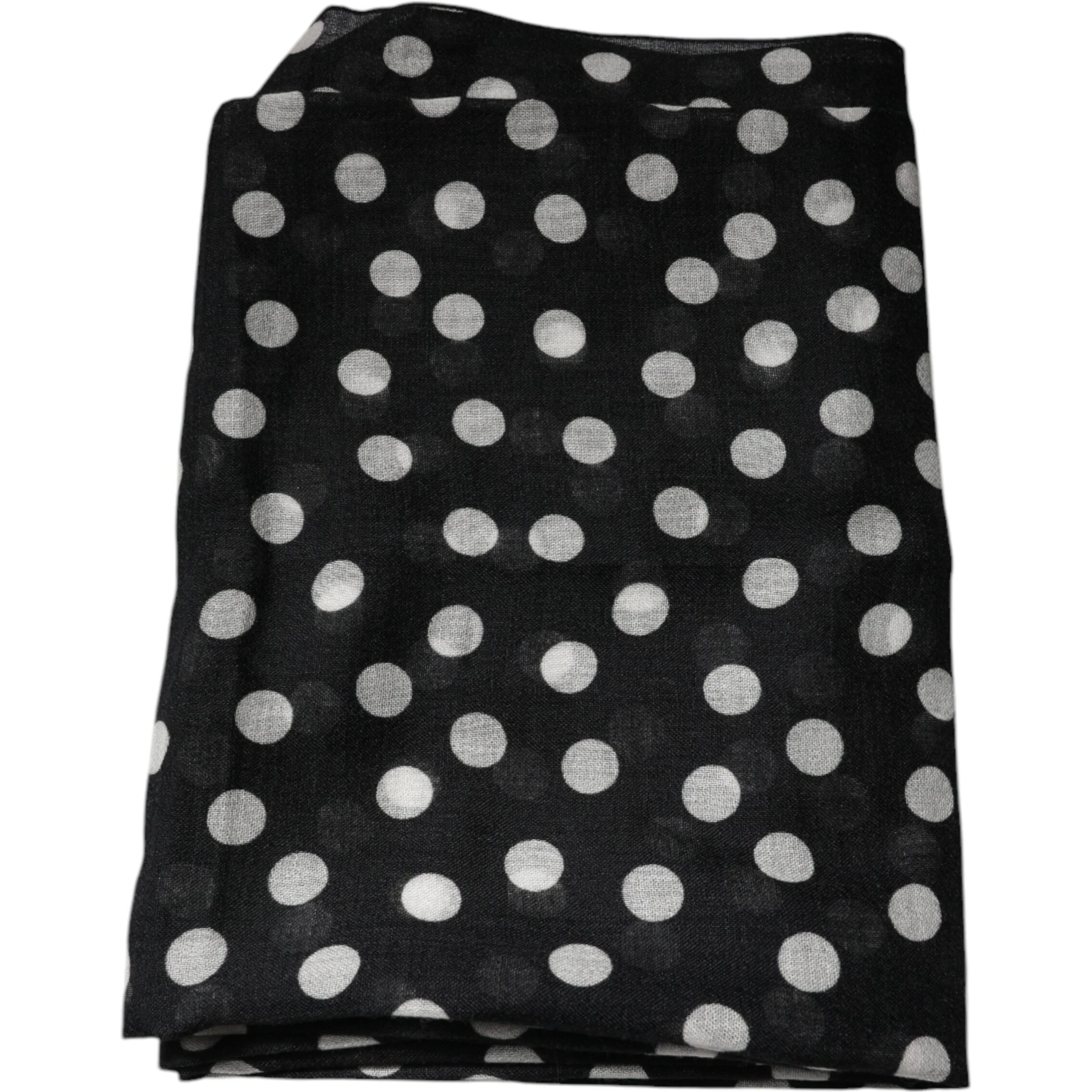 Black White Polka Dots Fringes Wrap Scarf