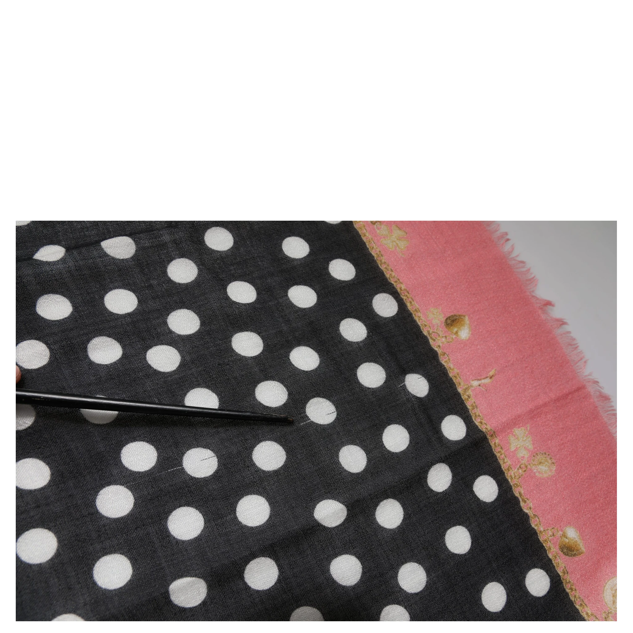 Black White Polka Dots Fringes Wrap Scarf