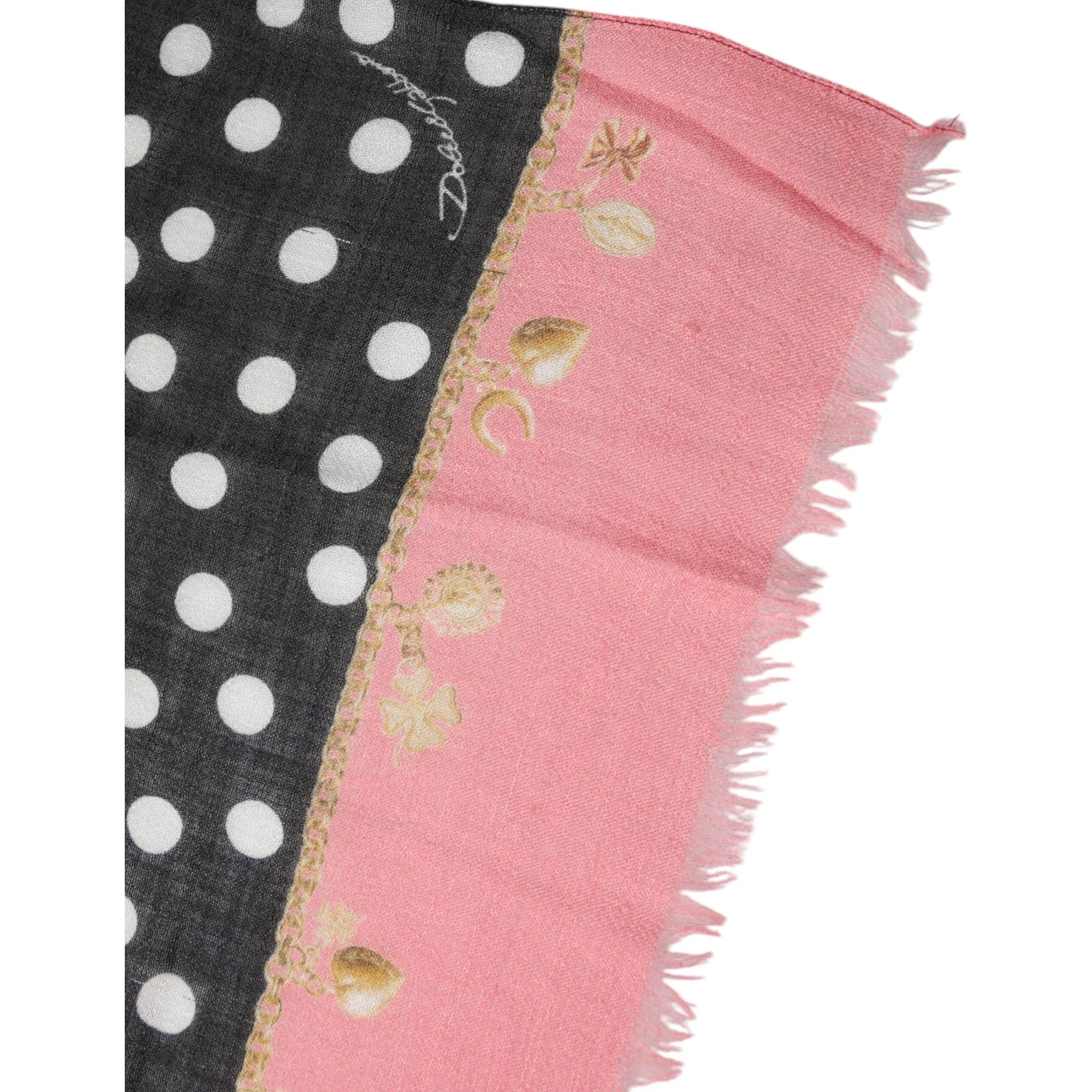 Black White Polka Dots Fringes Wrap Scarf