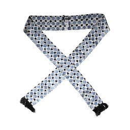 White Blue Polka Dotted Silk Skinny Scarf